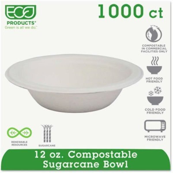 Eco-Friendly 12oz Compostable Sugarcane Bowls (1000 Pack) - Perfect for Restaurants, Catering & Sustainable Parties