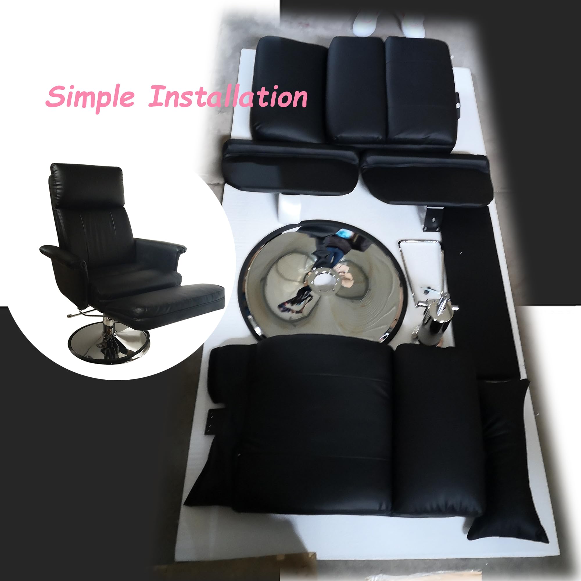 **INTSUPERMAI Hydraulic Facial Beauty & Tattoo Reclining Salon Chair - 360° Swivel, Lockable, 440lbs Weight Capacity - Perfect for Spa, Massage, and Tattoo Studios (Black)**