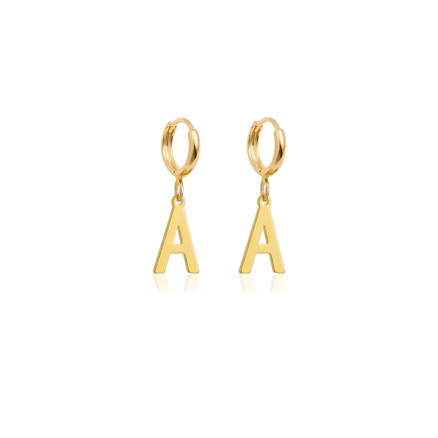 14K Gold Plated Initial Earrings for Women - Dainty Dangle Hoop Letter Earrings, Personalized Cute Jewelry Gift for Her | Perfect for Everyday Wear, Date Nights & Special Occasions