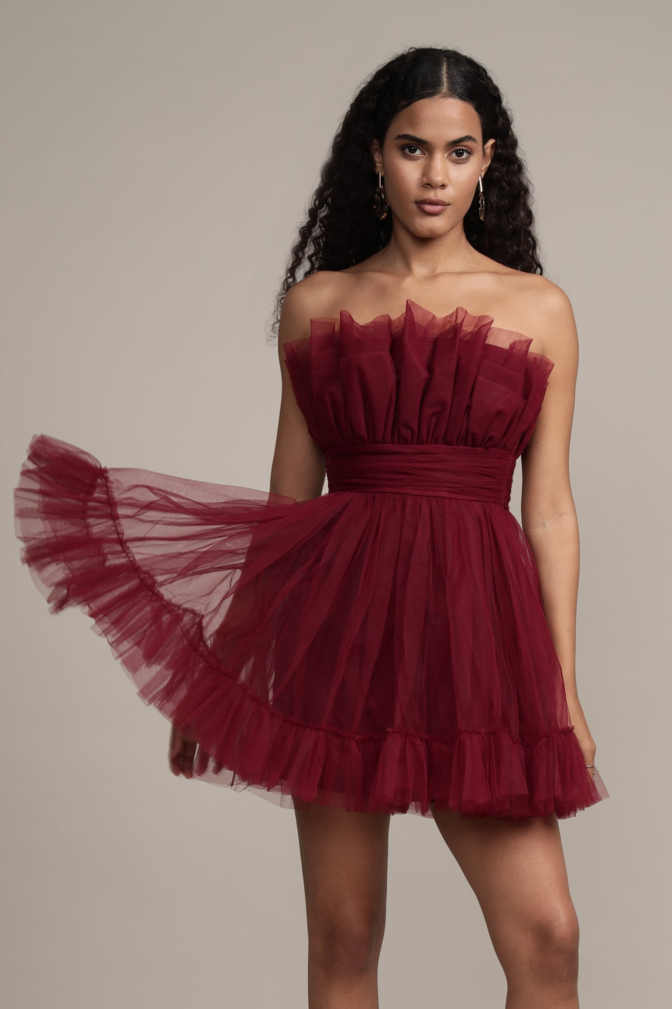 Astro Red Caspian Tulle Mini Dress for Women - Elegant Party, Cocktail & Evening Wear