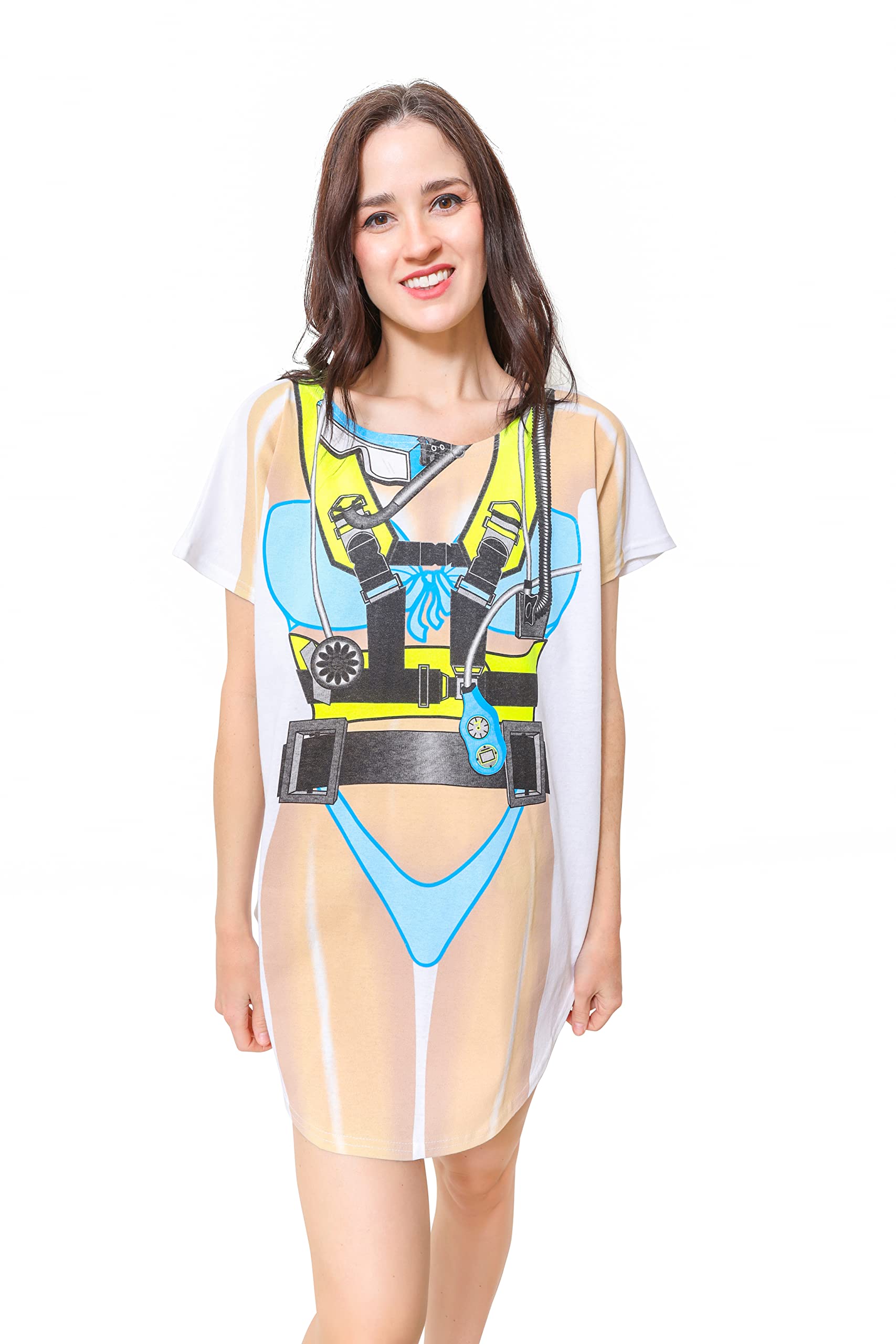 Funny Bikini Print T-Shirt Dress - Beach Cover Up for Women & Men | Pool Party, Vacation Outfit