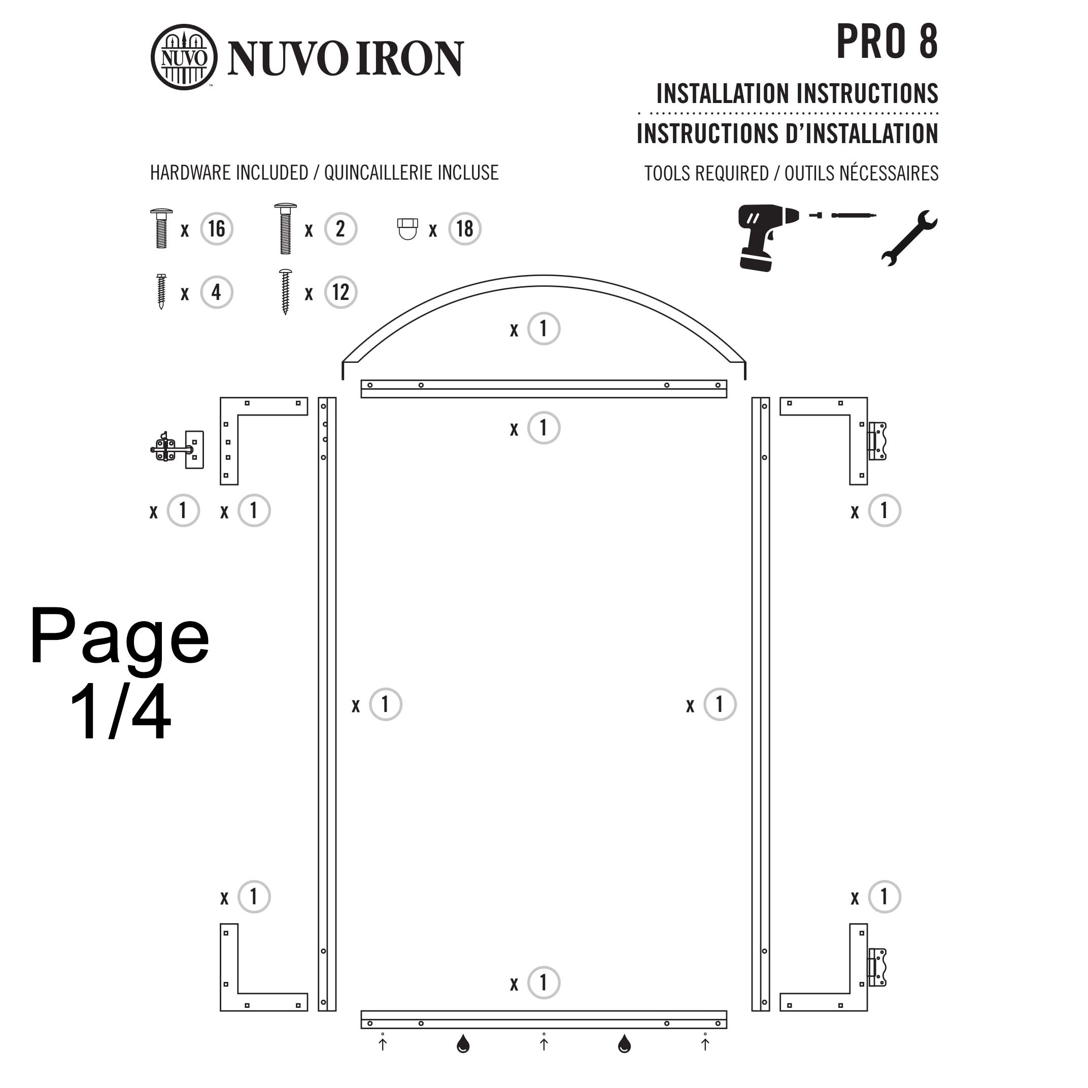 Nuvo Iron PRO8 (PRO 8) Black Gate Frame - 8 Standard Fence Board Wide x 6 Feet Long - Heavy Duty Metal Fence Panel for Backyard, Garden, and Property Security
