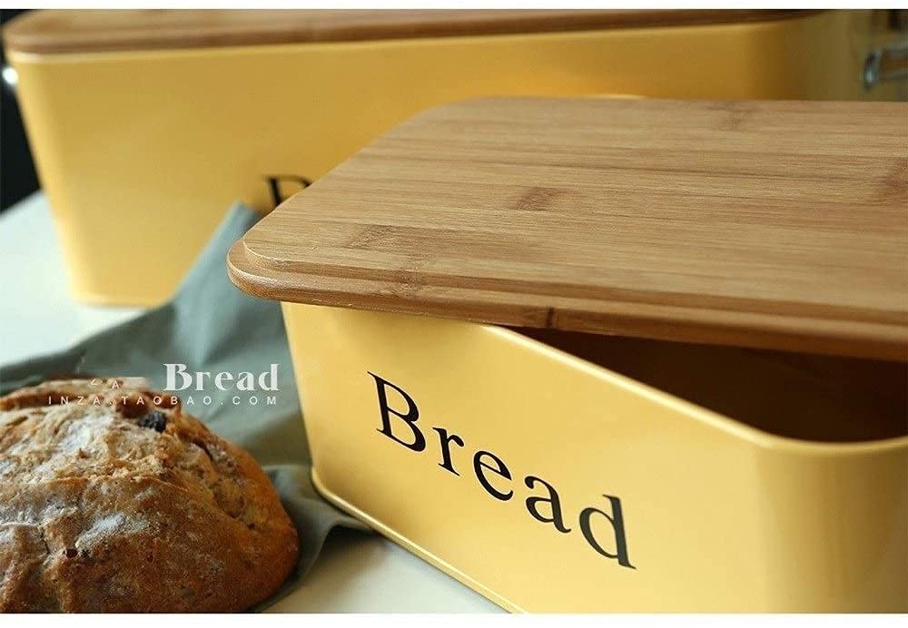 Premium Bamboo Bread Box with Lid - Multi-Functional Kitchen Storage & Chopping Board - Airtight Bread Keeper for Countertop - Yellow (Perfect for Storing Bread, Fruits, and Kitchen Essentials)
