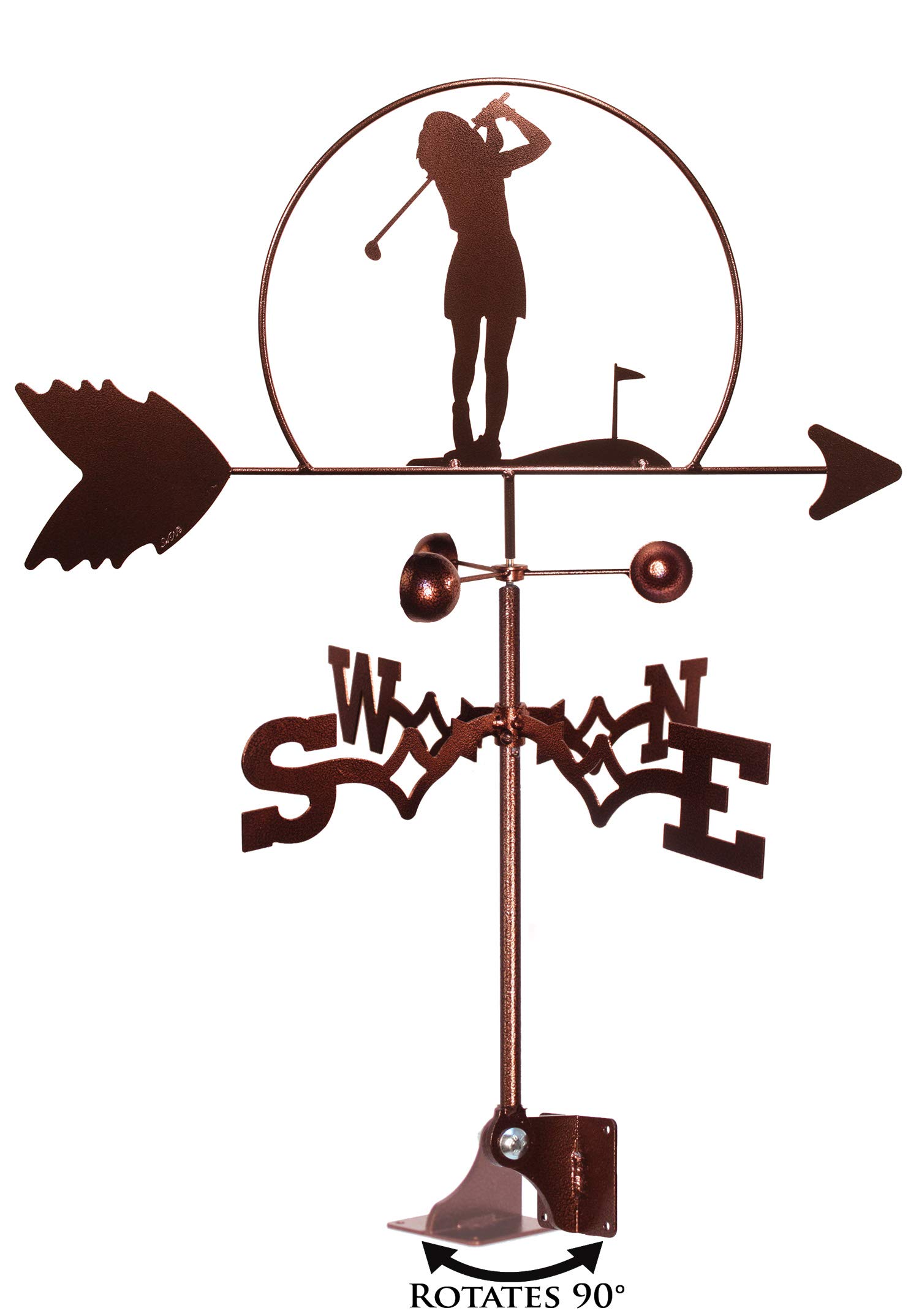 Premium SWEN Female Golfer Golf LPGA Weathervane with Adjustable Mount - Perfect for Outdoor Garden, Yard Decor & Golf Enthusiast Gifts