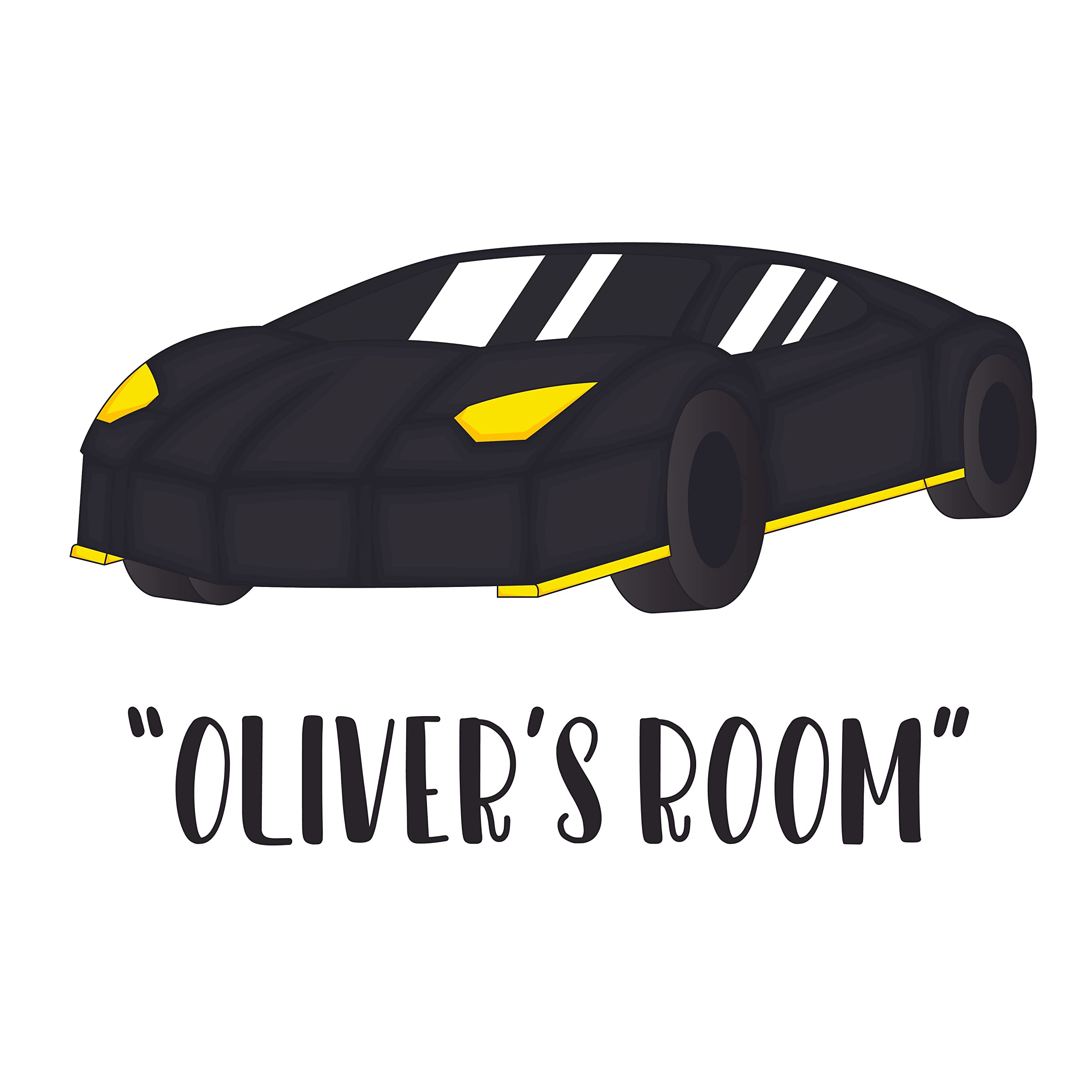 Personalized Sports Car Wall Decal - Custom Name Vinyl Sticker for Home & Living Room Decor - Removable Black Vehicle Art (20