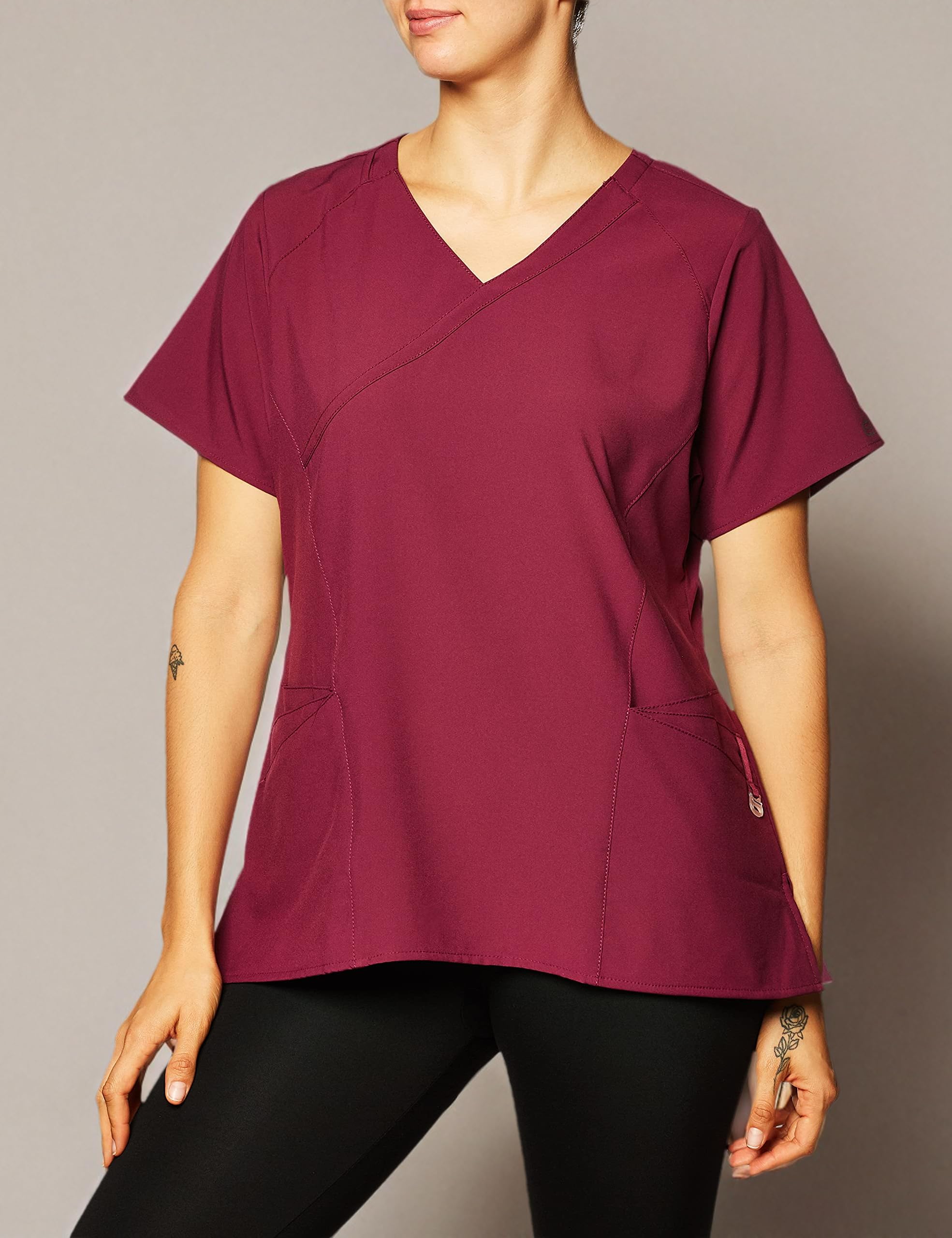 WonderWink Women's Mock Wrap Top - Comfortable & Stylish Nursing Scrub Top for Healthcare Professionals | Perfect for Hospitals, Clinics & Medical Workplaces