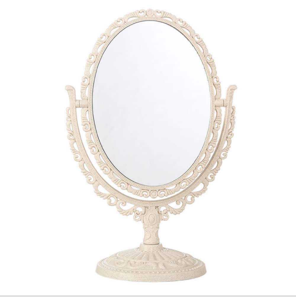 Vintage 2-Sided Tabletop Makeup Mirror - Swivel Cosmetic Mirror for Bathroom, Bedroom & Dressing Table - 7.5
