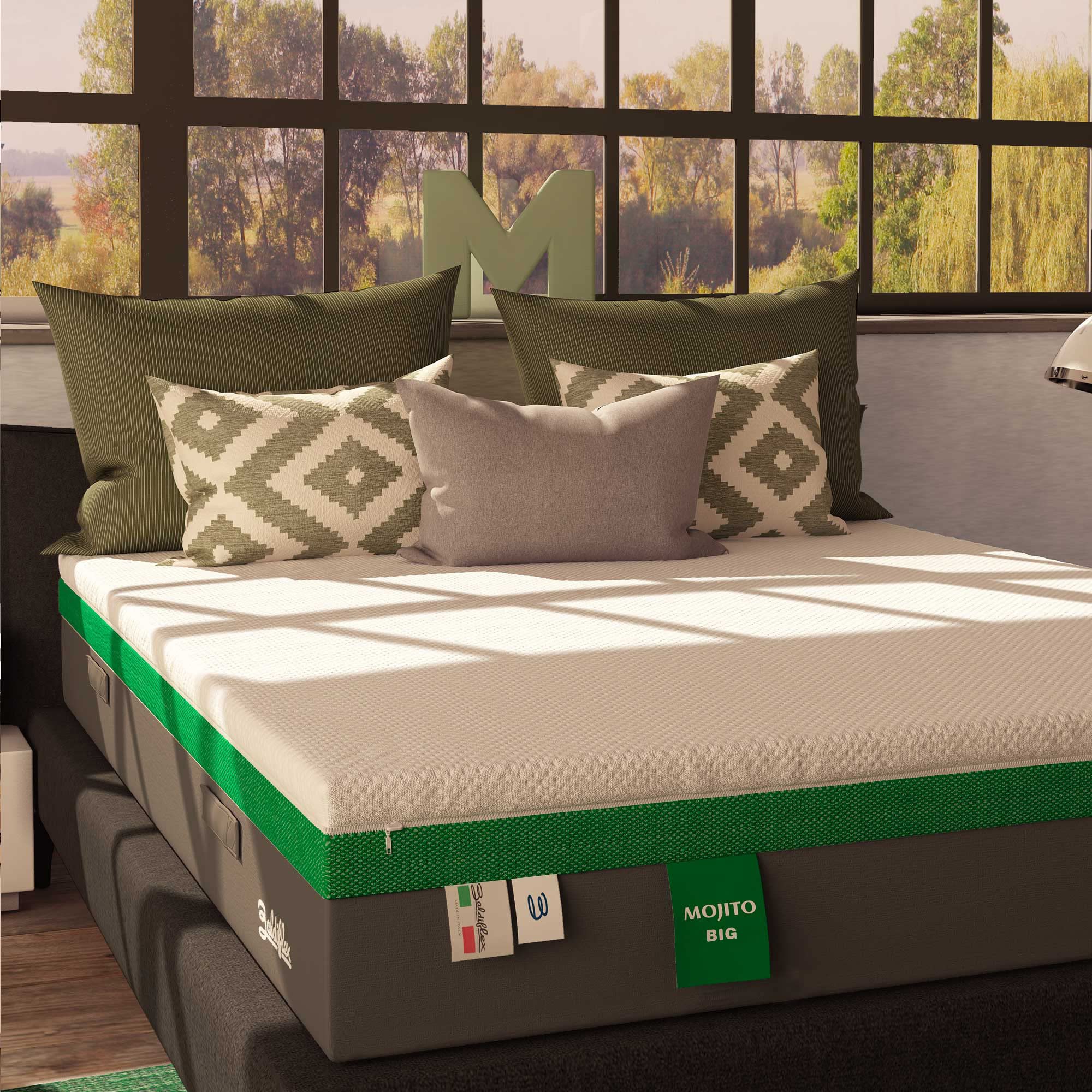 Baldiflex Single Memory Foam Mattress Mojito Big - Removable Medical Grade Viscoelastic Mattress - 85 x 200 cm H30 cm - Perfect for Home, Guest Room, and Medical Use