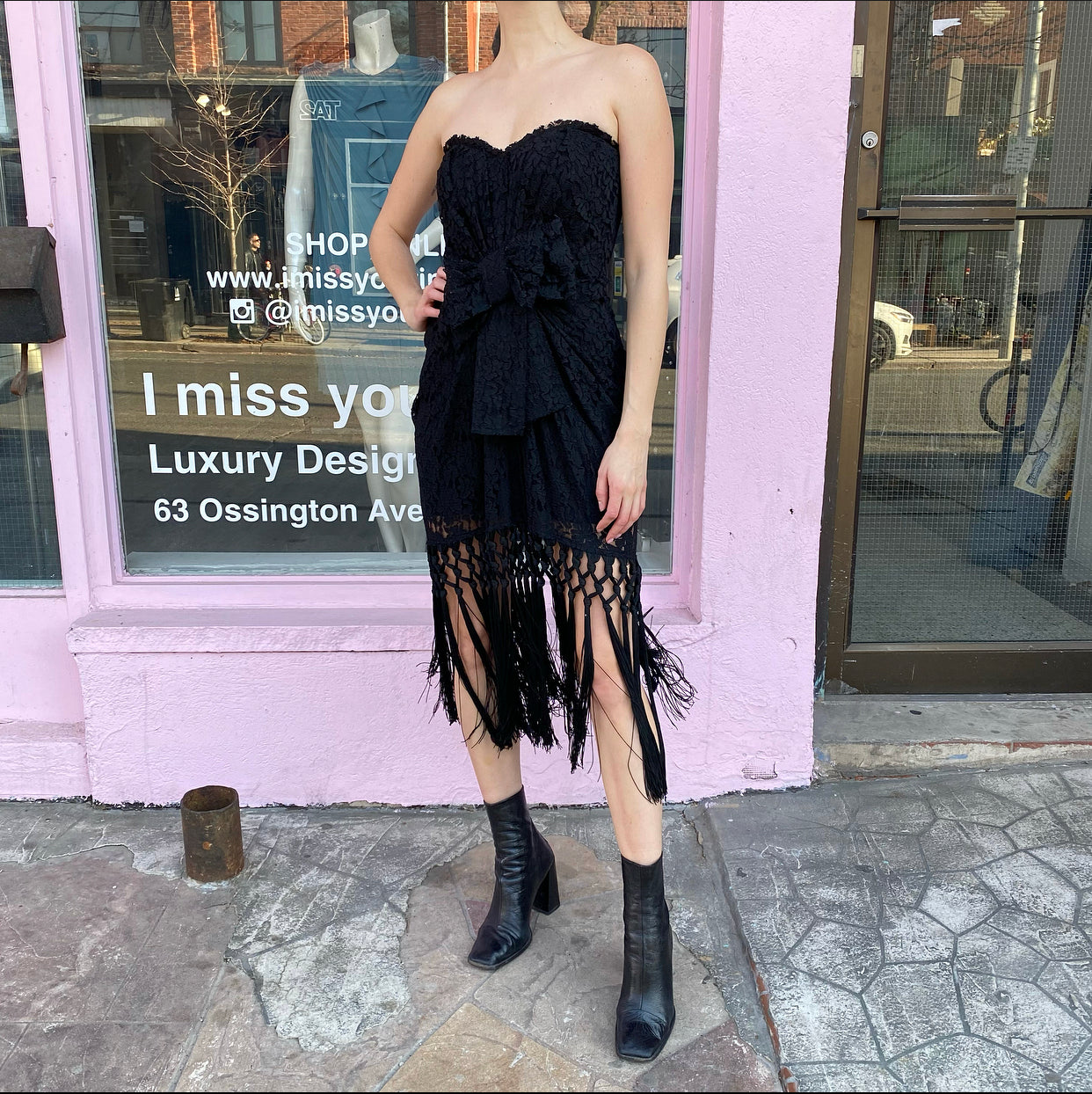 Dolce & Gabbana Black Strapless Lace Fringe Cocktail Dress Size IT42 US6 - Elegant Evening Party & Wedding Guest Dress