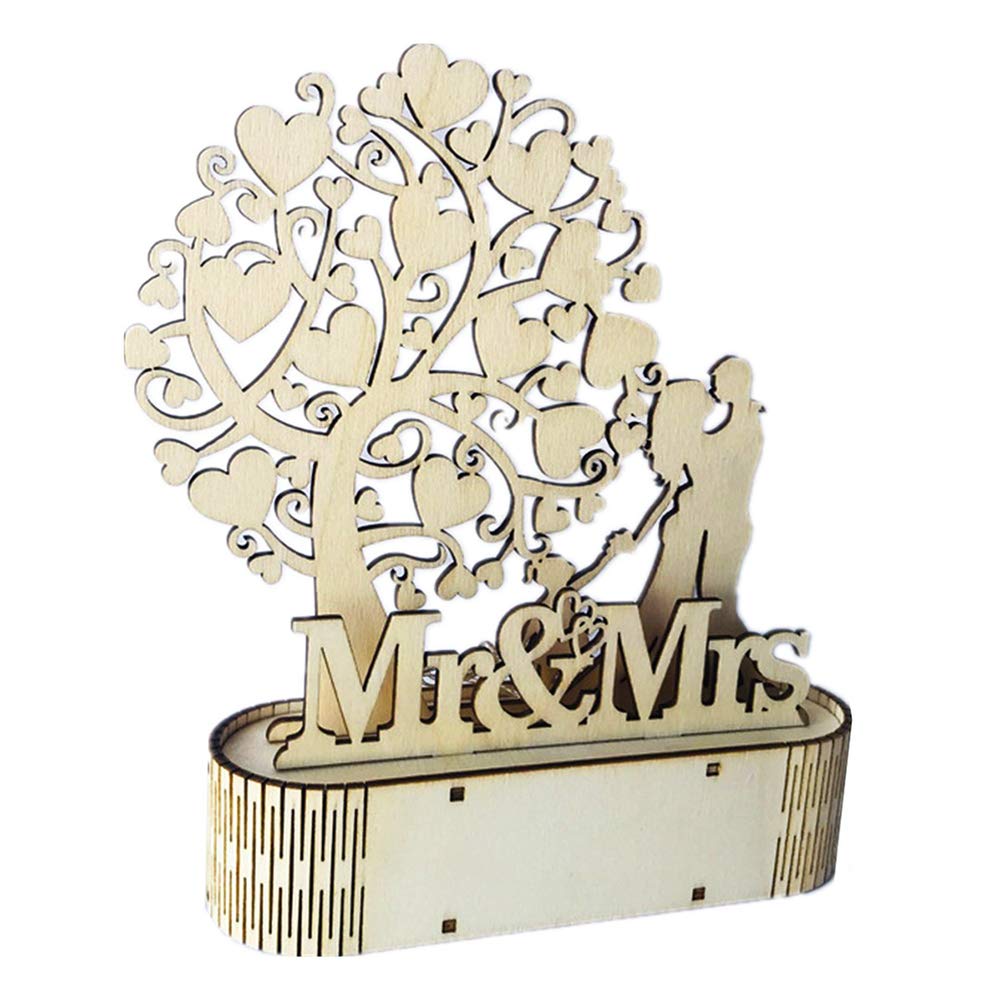 Happyyami Romantic LED Wood Carving Wedding Night Light - Elegant Guest Book Decor for Weddings, Anniversaries & Home Ambiance