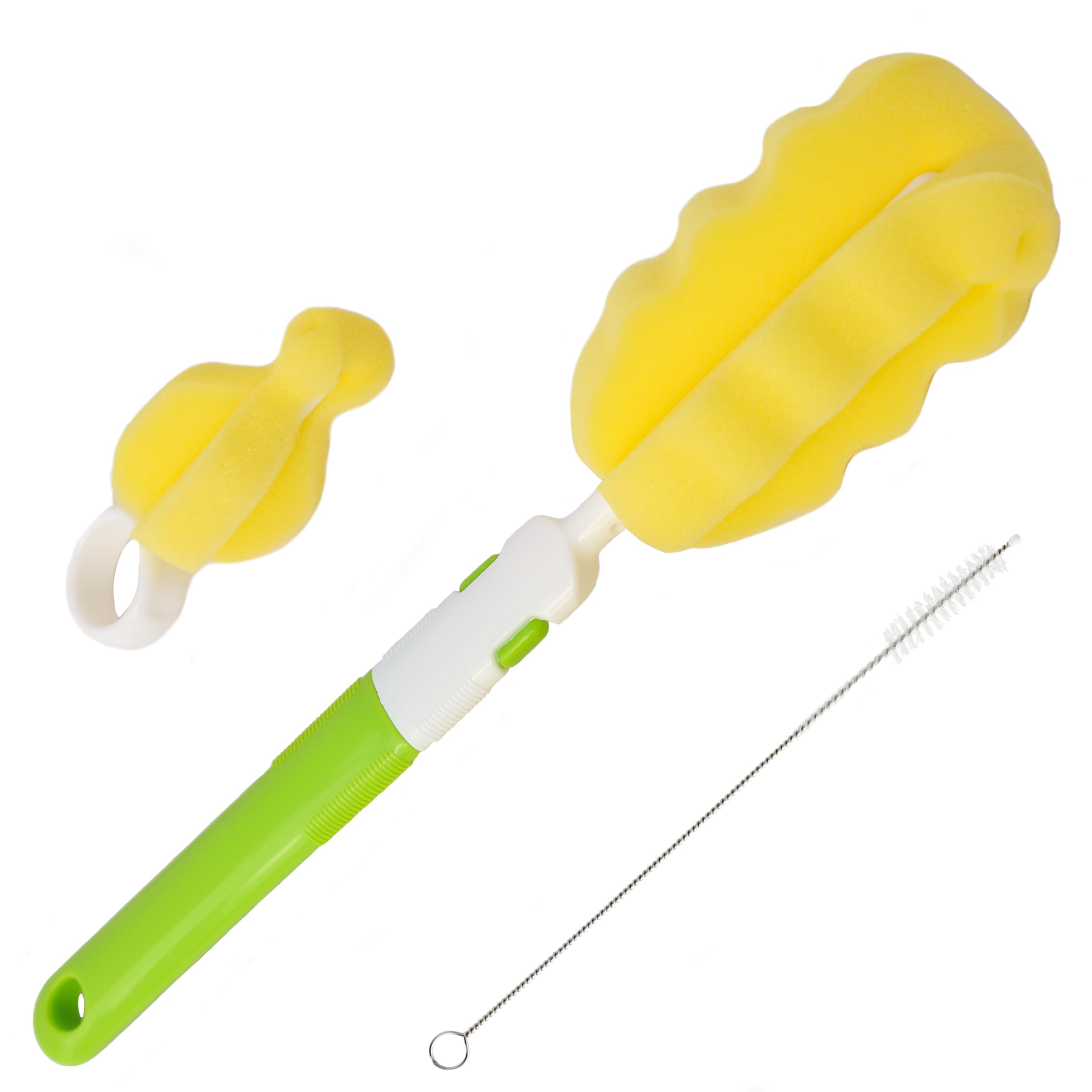 **Triple Baby Bottle Cleaner Brush Set - 3-Pack Bottle, Nipple & Straw Cleaning Brushes with Eco-Friendly Plastic Handle & Non-Slip Grip - Replaceable Sponges for Easy Cleaning - Perfect for Baby Bottles, Sippy Cups & Travel Mugs**
