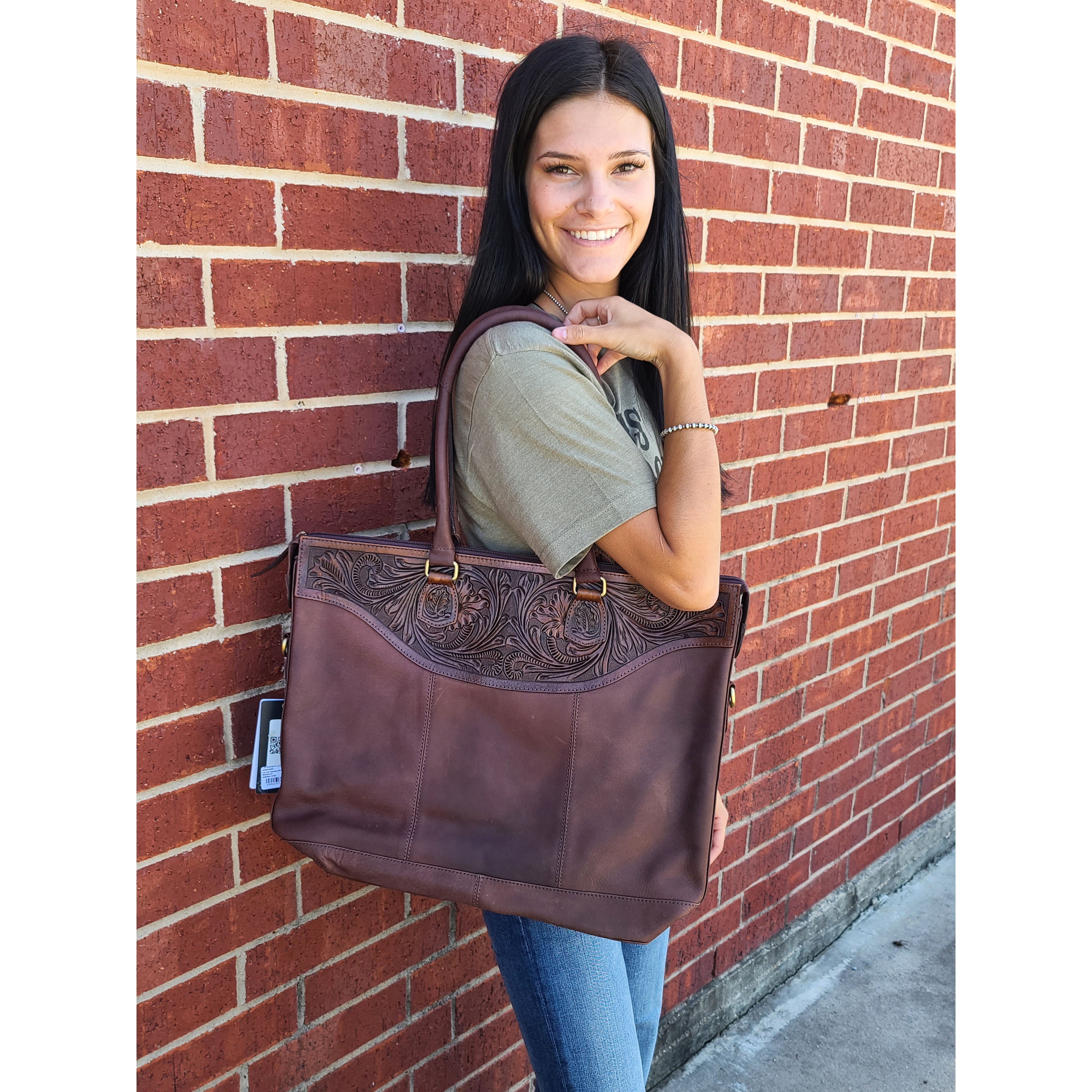 American Darling Conceal Carry Large Leather Tooled Purse for Women - Stylish & Functional CCW Handbag for Everyday Use, Travel & Outdoors