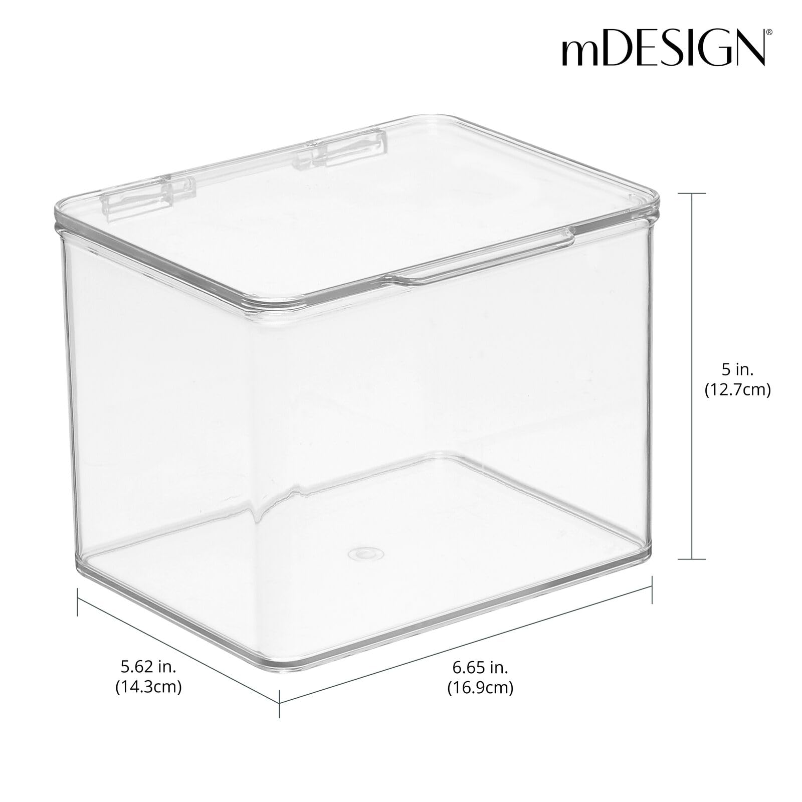 mDesign Clear Plastic Playroom & Gaming Storage Organizer Boxes with Hinged Lids - 8-Pack Toy Organizer for Shelves & Cubbies - Holds Blocks, Puzzles, Markers, Game Controllers - Perfect for Kids' Rooms, Playrooms & Game Stations (Lumiere Collection)
