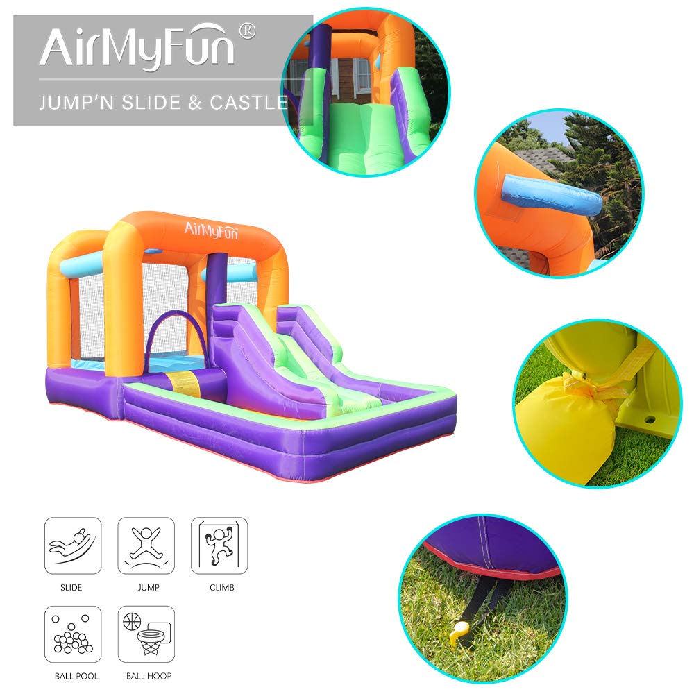 **AirMyFun Inflatable Bounce House with Slide & Ball Pit for Kids Ages 5-12 – Outdoor Garden Play, Birthday Parties & Backyard Fun**