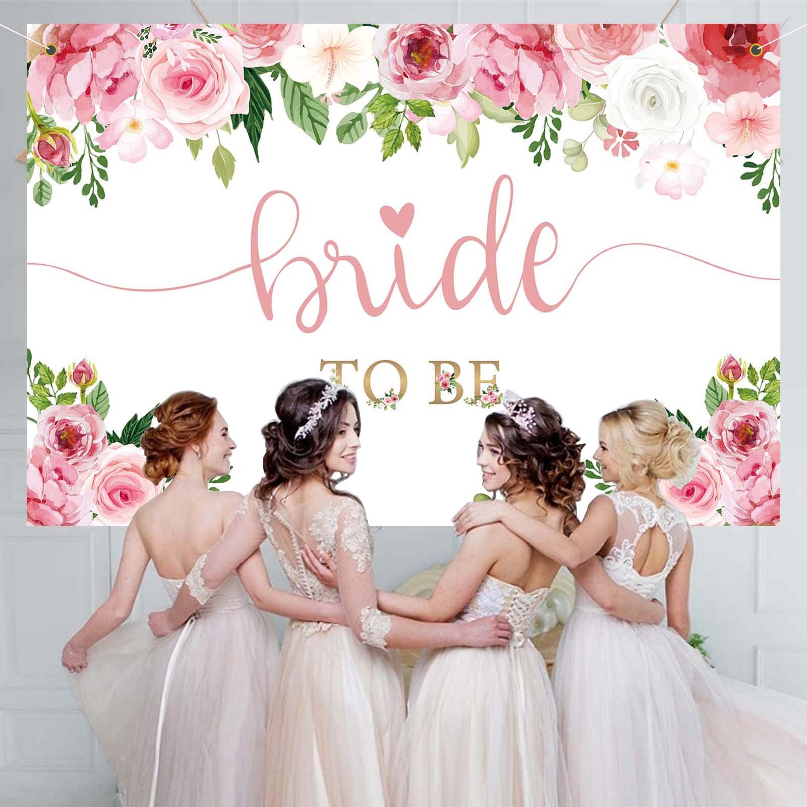 Floral Wedding Banner Backdrop - 6x4ft Pink Bridal Shower Decor for Engagement, Bachelorette Party & Wedding Reception - Perfect for Photo Booth, Dessert Table & Venue Decoration