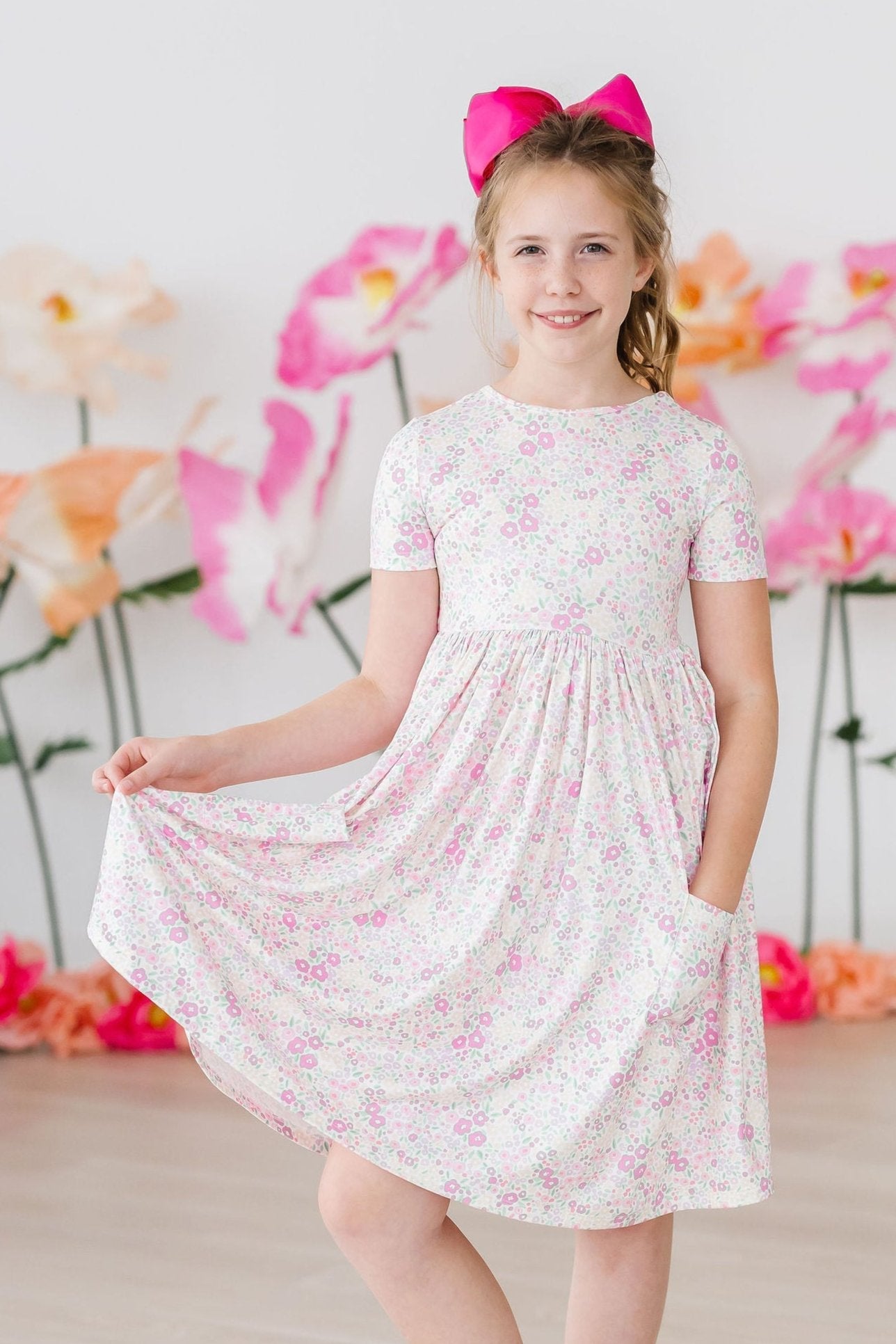 Blooming Beauty Women's Summer Short Sleeve Pocket Twirl Dress - Perfect for Beach Vacations, Garden Parties & Casual Outings