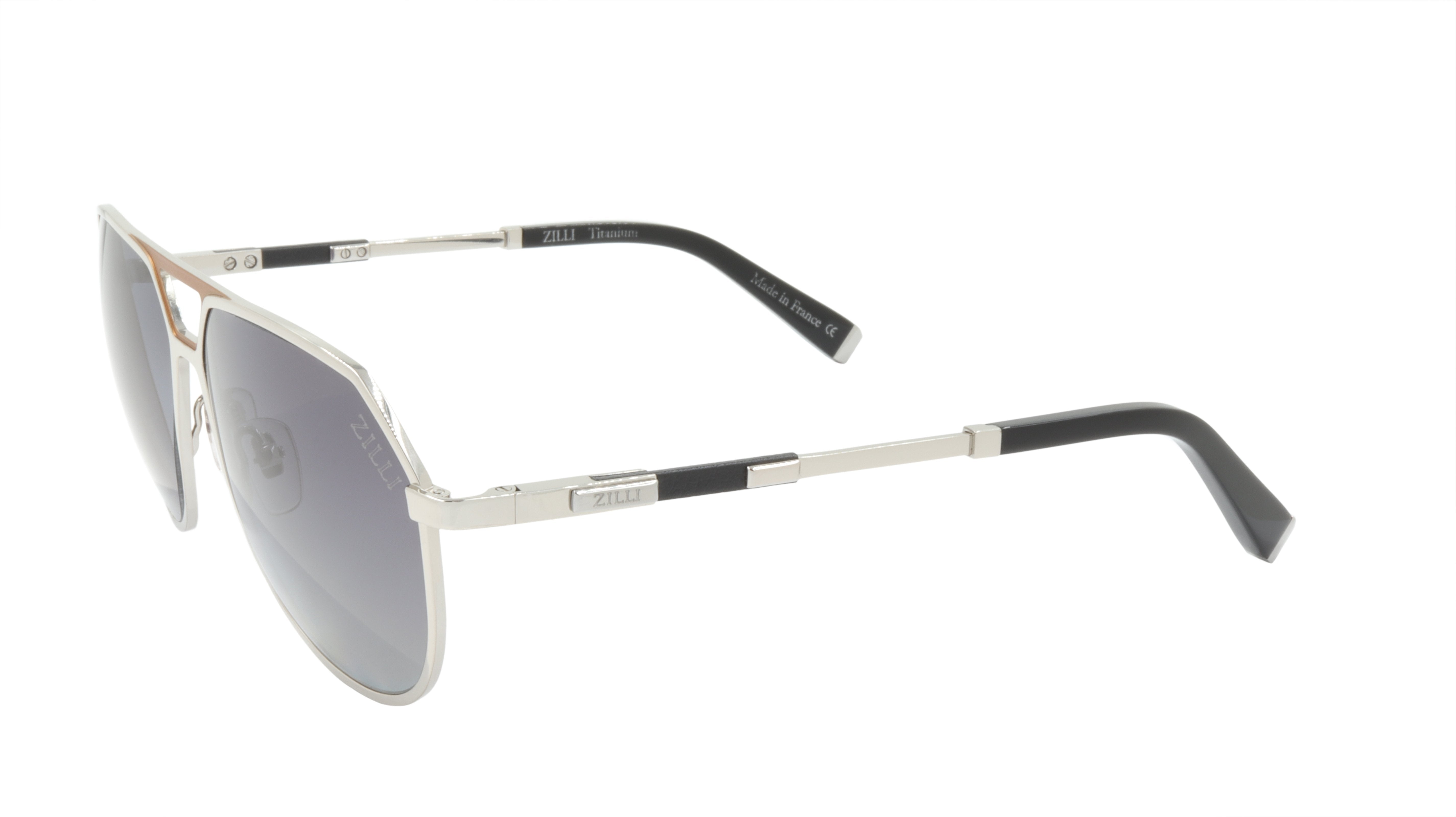ZILLI Luxury Sunglasses for Men & Women - Titanium Acetate Frame with Genuine Leather Polarized Lenses - Handmade in France (Model ZI 65023 C08) - Perfect for Driving, Travel & Fashion Accessories