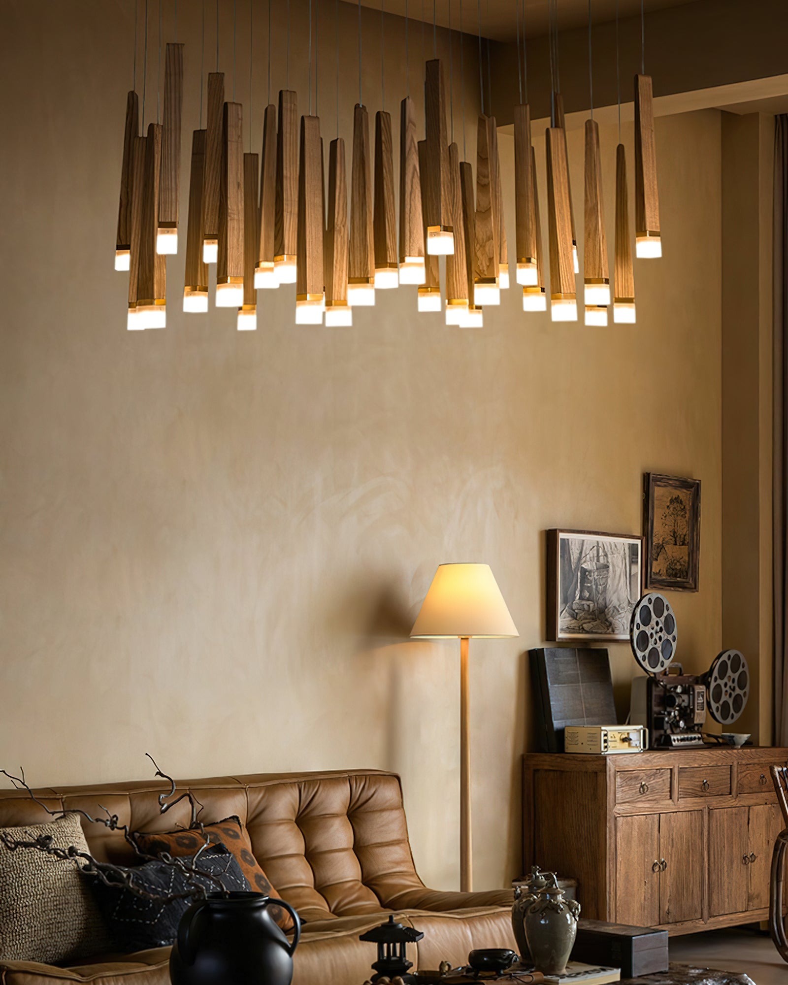 Rustic Firewood Stick Chandelier - Handmade Wooden Ceiling Light Fixture for Cabin, Farmhouse & Lodge Decor - Perfect for Living Room, Bedroom or Dining Area Lighting