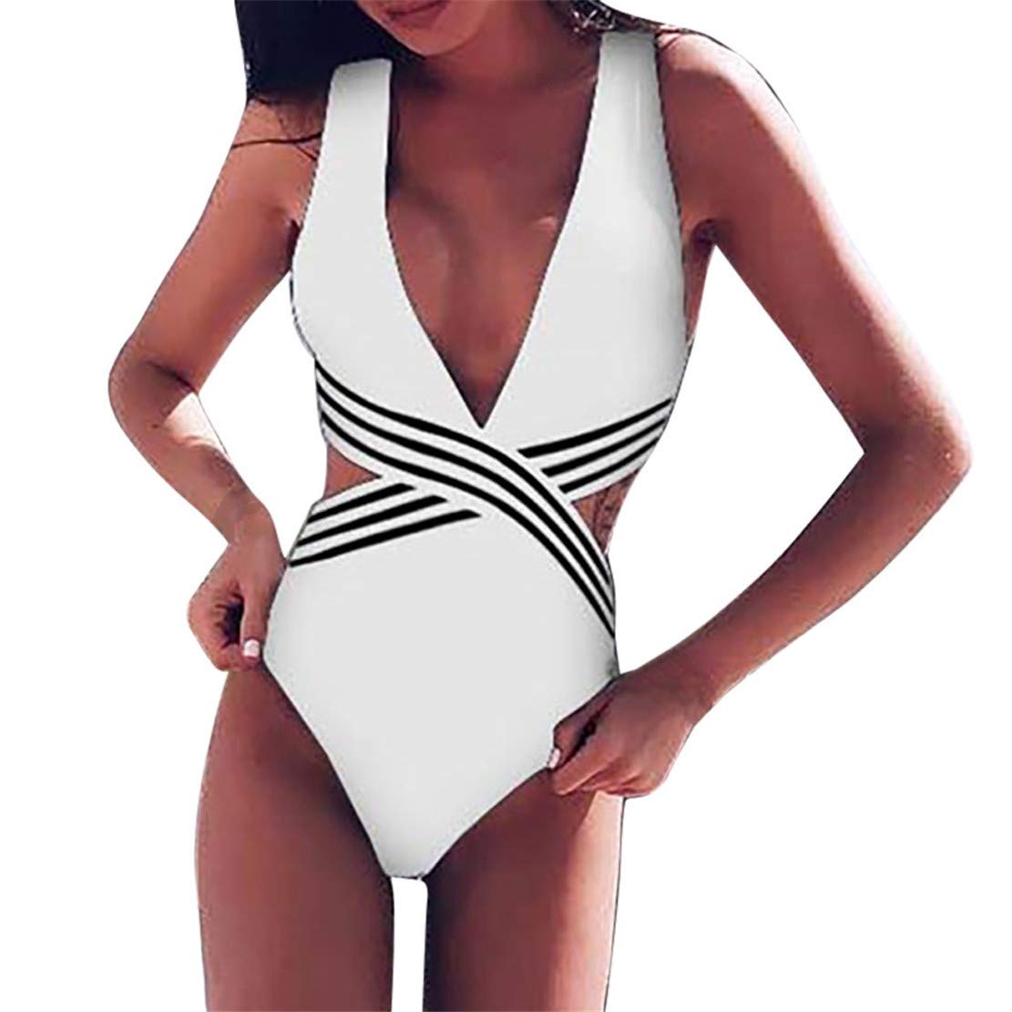 Mikey Store Women's Push-Up One-Piece Bikini Swimsuits - Sexy Monokini Bathing Suits for Beach, Pool & Summer Vacations