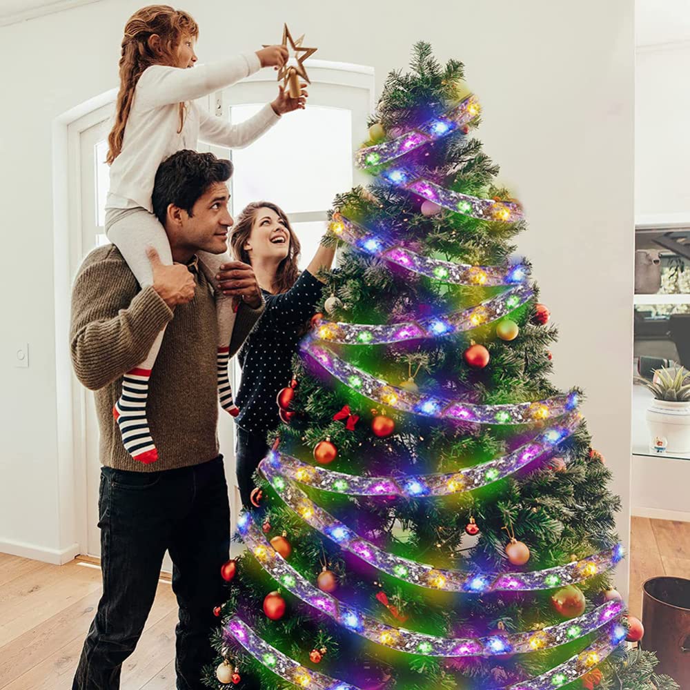 20 LED 6.6 FT Christmas Tree Ribbon Lights - Flexible Bendable Fairy String Lights for Indoor Outdoor Holiday Decorations (Colorful) | Perfect for Christmas Trees, New Year Parties, Birthdays & Weddings