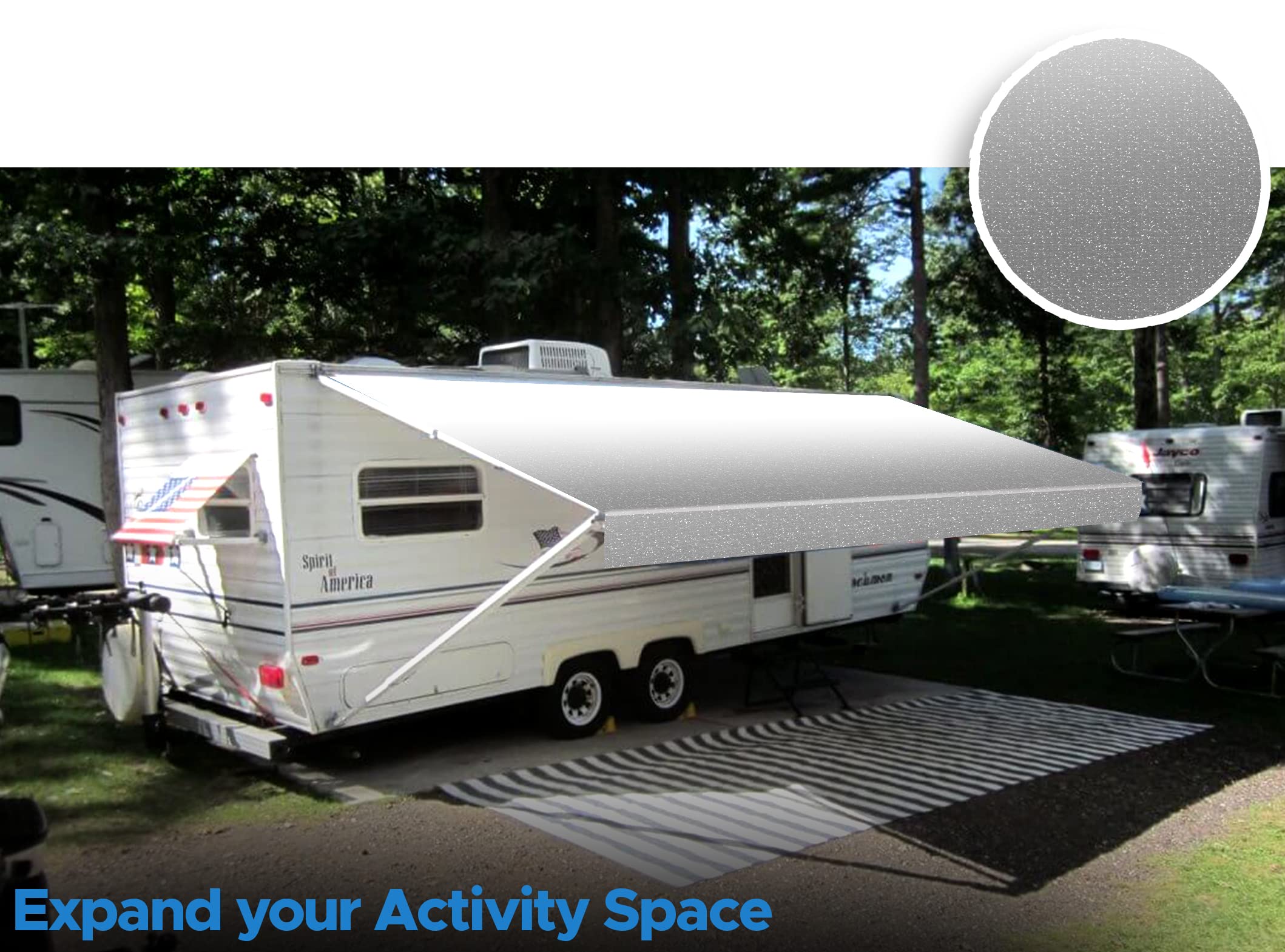 SunWave RV Awning Fabric Replacement - Premium Vinyl Canopy for Campers & Trailers (15', Grey Fade) | Weatherproof & UV-Resistant | Perfect for Outdoor Camping, Picnics & Patio Shade