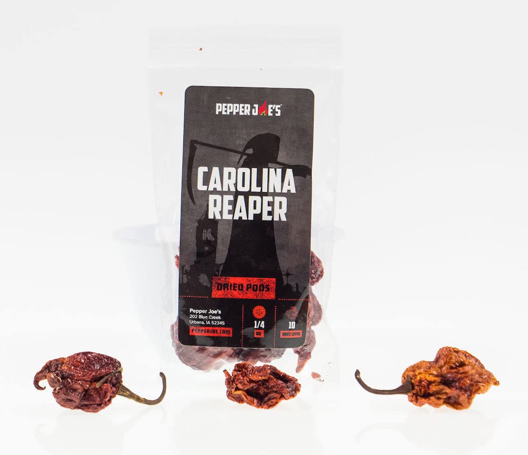 Pepper Joe’s Dried Carolina Reaper Peppers – 1/4oz Bag of World’s Hottest Dehydrated Chili Peppers – Whole Dried Peppers for Cooking, Spice Making & Hot Sauce – Perfect for BBQ, Chili Recipes & Gift for Spicy Food Lovers