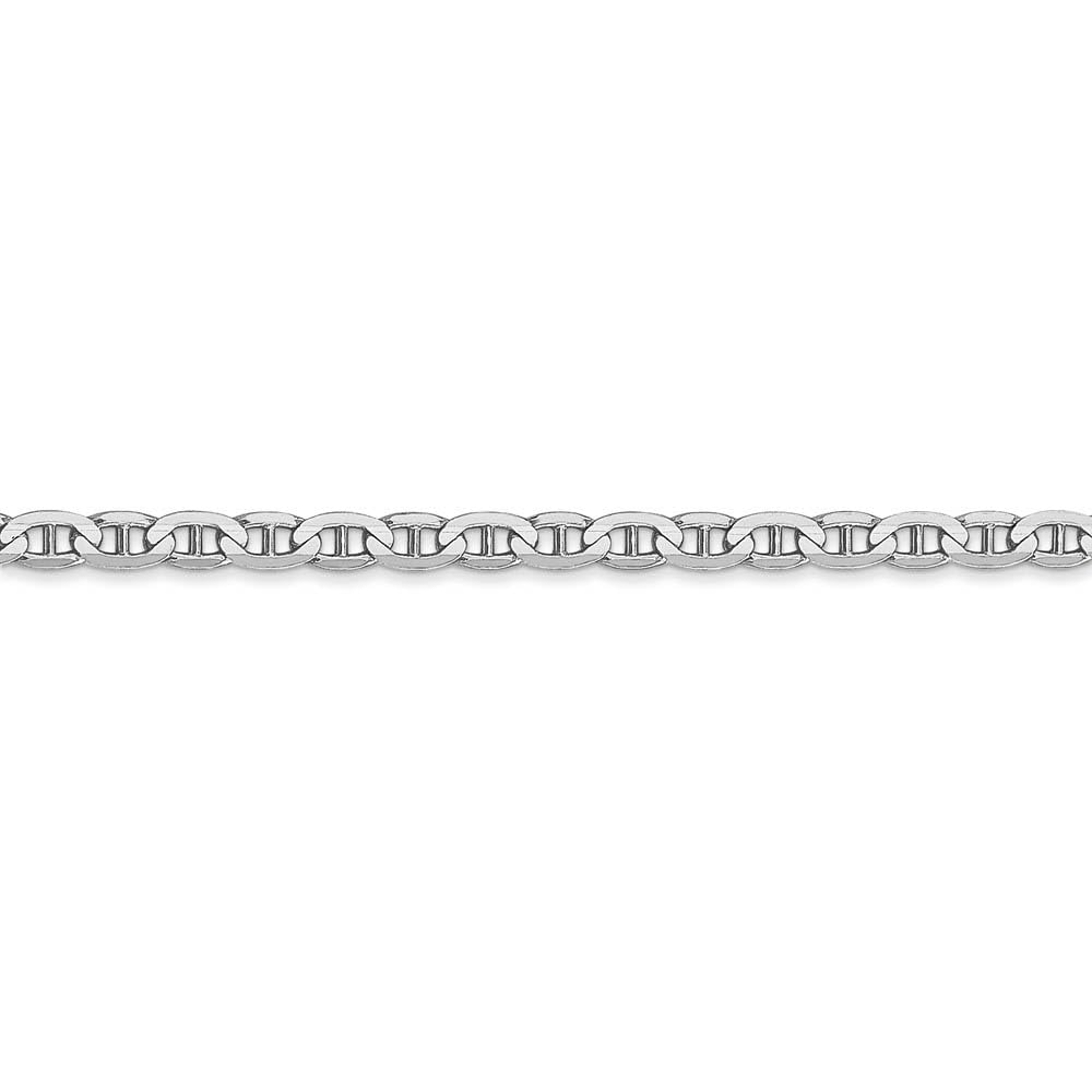 The Black Bow 3mm Solid Concave Anchor Chain Bracelet in 14k White Gold - Perfect for Everyday Elegance and Special Occasions