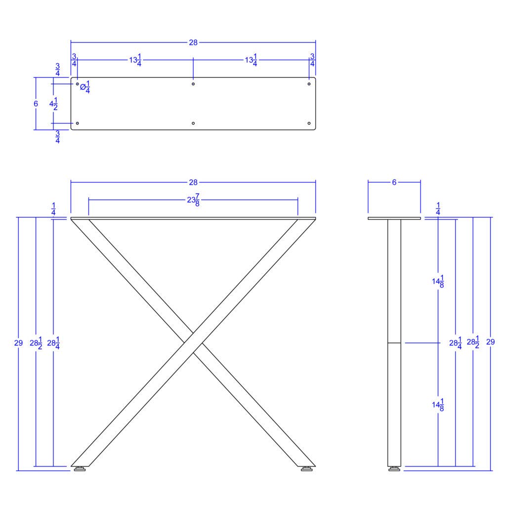 Grandview 1.0 Steel Table Legs - Handmade in USA - Heavy Duty Industrial Style Legs for Dining Tables, Workbenches & DIY Furniture Projects