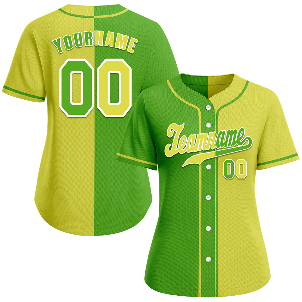 Custom Green Yellow Gradient Fashion Baseball Jersey for Men & Women - Authentic Sports Apparel for Baseball Games, Casual Wear & Fan Outfits