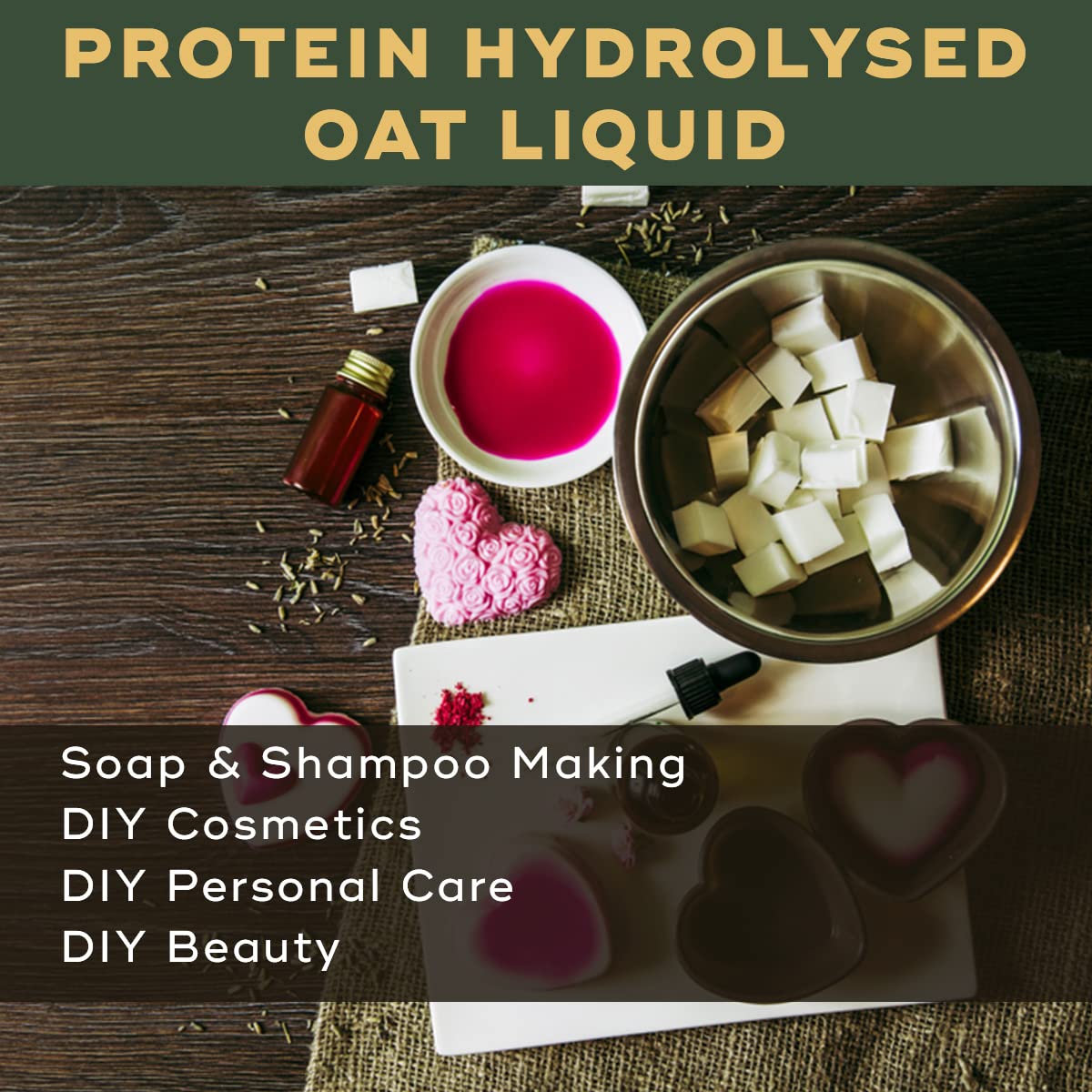 Hydrolyzed Oat Protein Liquid 50g - Natural Soap Making Ingredient, Shampoo Base, Cosmetic Serum Formulation for Face, Hair & Skin Care - DIY Moisturizer & Lotion for Dry Skin - Perfect for Homemade Beauty Products & Personal Care Routines