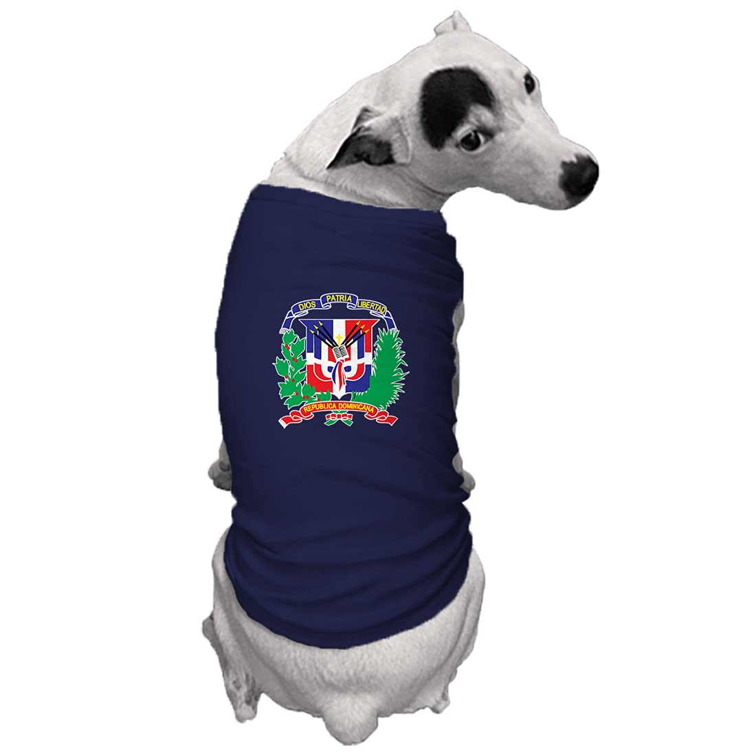 Dominican Republic Soccer Crest Dog Shirt - Navy Blue Large Size Pet Jersey for Dogs - Perfect for Game Day, National Pride & Pet Fashion
