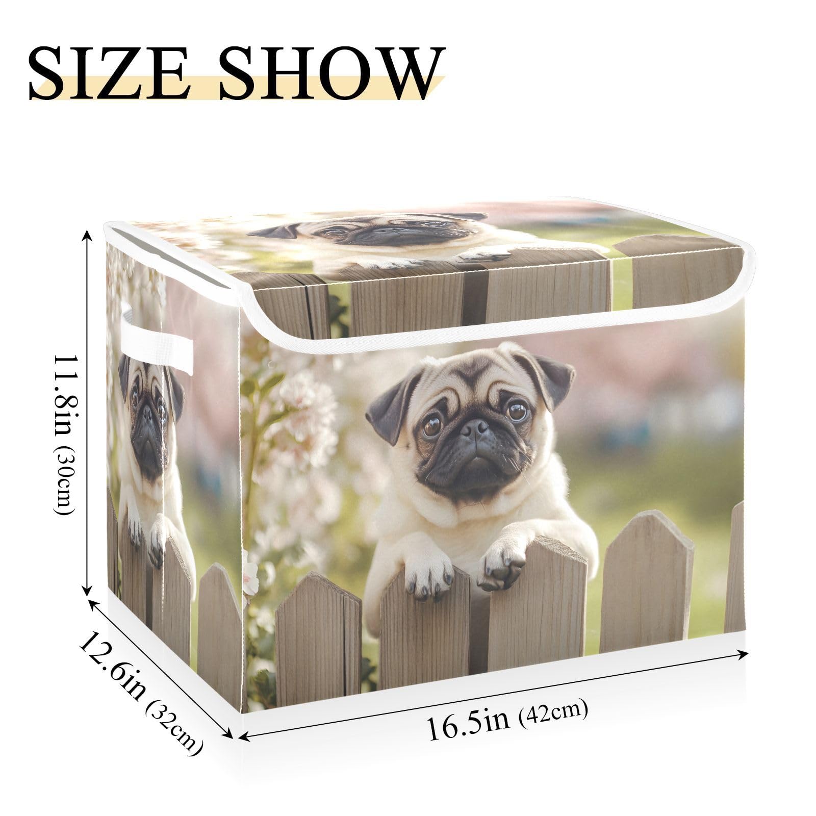 Collapsible Fabric Storage Bins with Lids & Handles - 16.5×12.6×11.8 Inch Foldable Storage Cubes for Dog Supplies, Flowers, Toys & Home Organization - Perfect for Bedroom, Closet & Office Storage Solutions