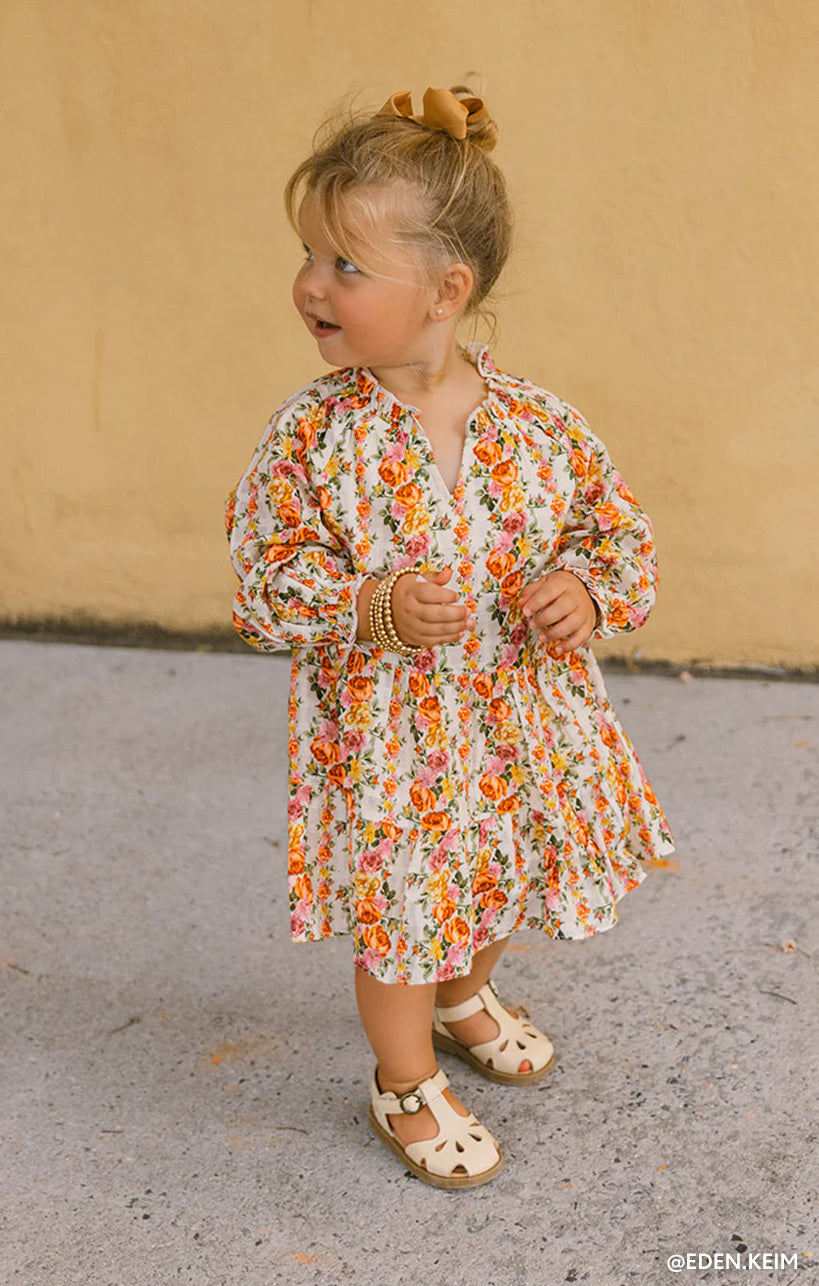 Little Birdie Dress - Hillside Stripe Floral Print Summer Dress for Girls | Casual Wear, Birthday Party, Photo Shoot Outfits