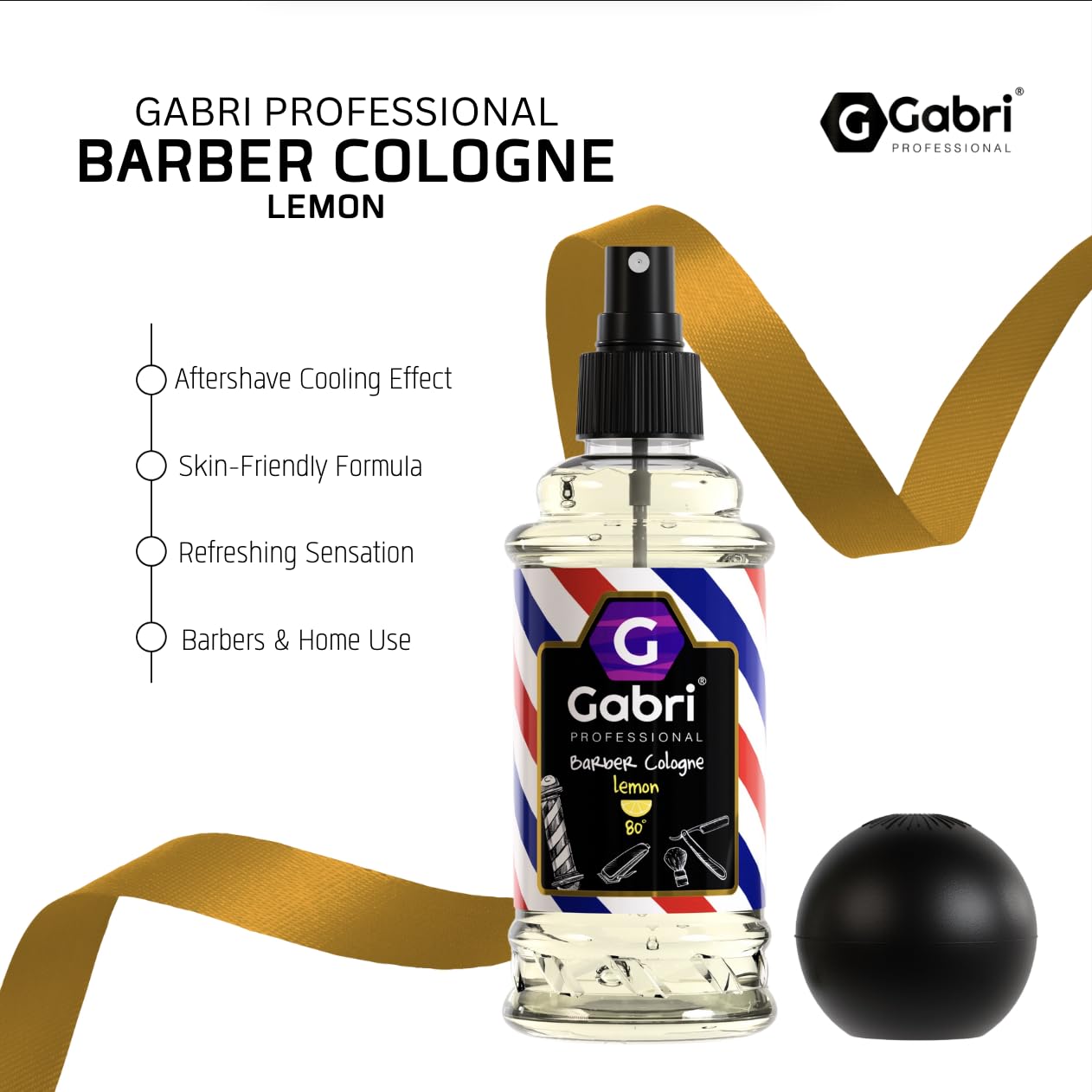 Gabri Lemon Cologne 250ml - Premium Turkish Eau De Cologne Spray for Men | Refreshing Aftershave & Barber Cologne | Traditional Lemon Scent (No7 Lemon) | Perfect for Grooming, Daily Freshness & Special Occasions