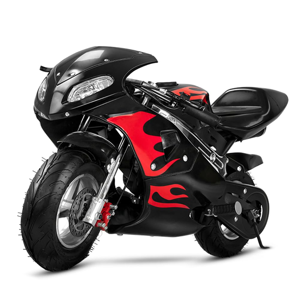 49CC 2-Stroke Mini Gas Motorbike - Off Road Trail Bike with Dual Headlights for Adults