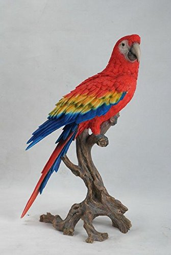 Hi-Line Gift Ltd. Macaw Scarlet Large Statue - Handcrafted Parrot Sculpture for Home Decor, Garden, or Office | Perfect Gift for Bird Lovers & Collectors