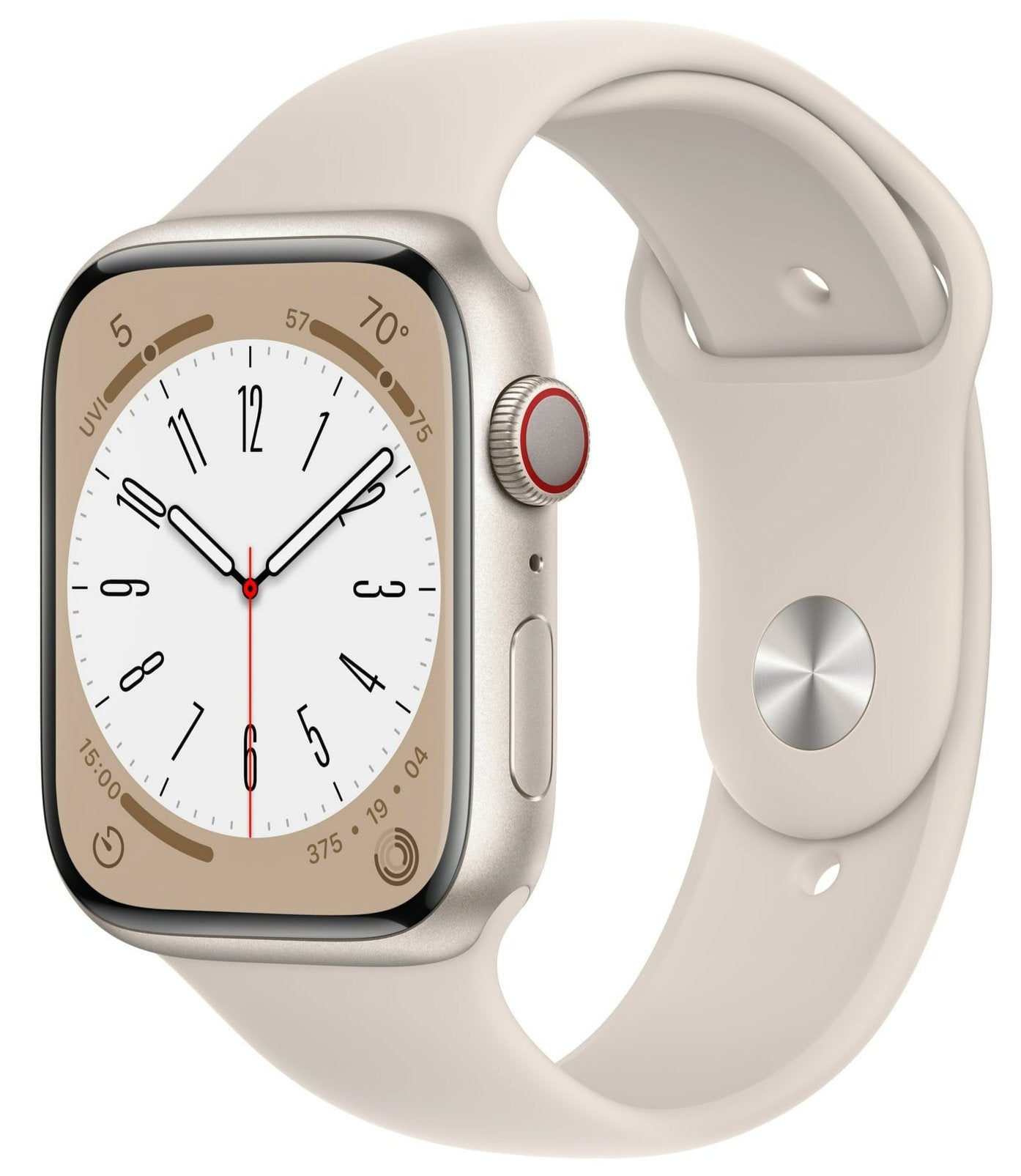 Apple Watch Series 8 (GPS + Cellular) 45mm Starlight Aluminum Case with Starlight Sport Band - Size M/L (MNVQ3LL/A) - Perfect for Fitness Tracking, Calls & Notifications on the Go