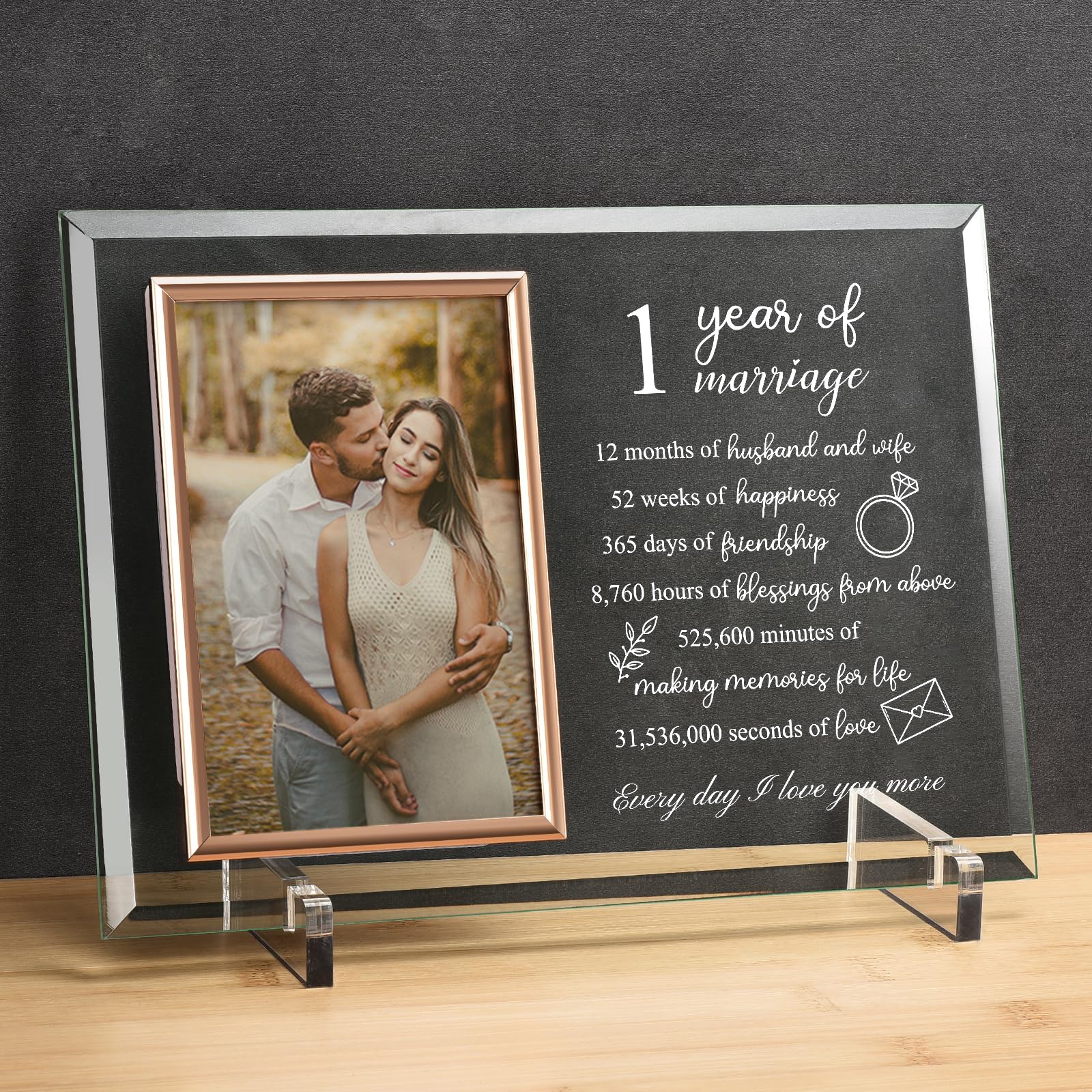 1st Wedding Anniversary Gifts for Couples - Personalized Picture Frame for Her or Him - Romantic 1 Year Paper Anniversary Present for Wife or Husband - Perfect for Displaying Wedding Photos & Celebrating Your First Year of Marriage
