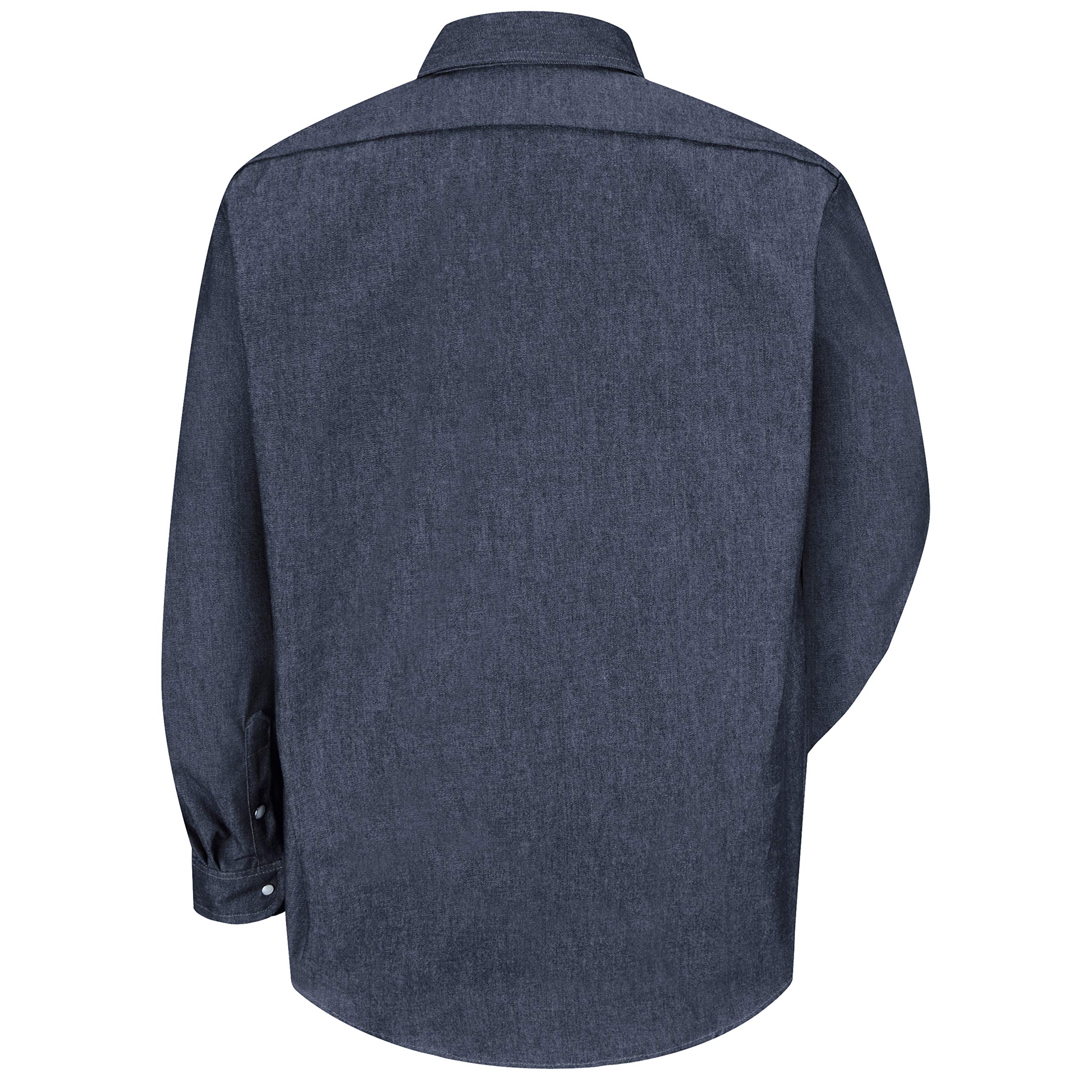 Red Kap Men's Premium Denim Work Shirt - Durable Cotton Button Down for Construction, Farming & Outdoor Workwear