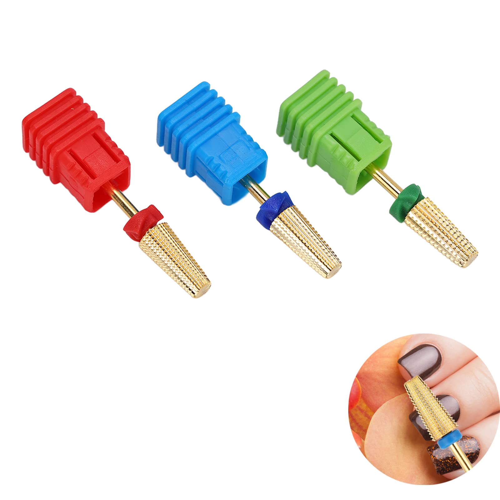 EXCLUZO Professional Tungsten Steel Nail Drill Bits Set - Easy to Clean, Rotating Manicure & Pedicure Kit for Home Salon & Beginners (Gold) | Perfect for Nail Art, Acrylics, Gel Polish Removal & At-Home Nail Care
