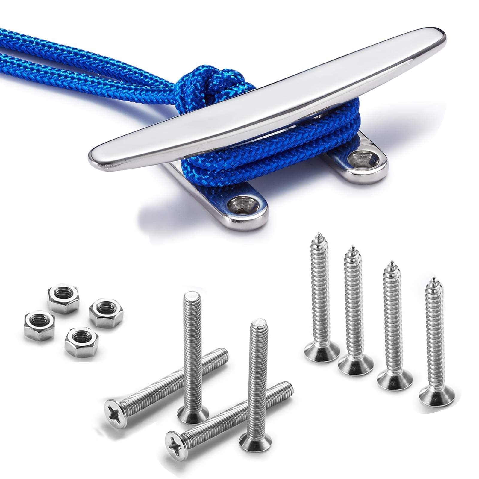 2 PCS Heavy Duty 6'' Open Base Boat Cleat - 316 Stainless Steel Marine Dock Cleat for Kayak, Canoe & Boat Mooring - Perfect for Deck Mounting & Watercraft Docking