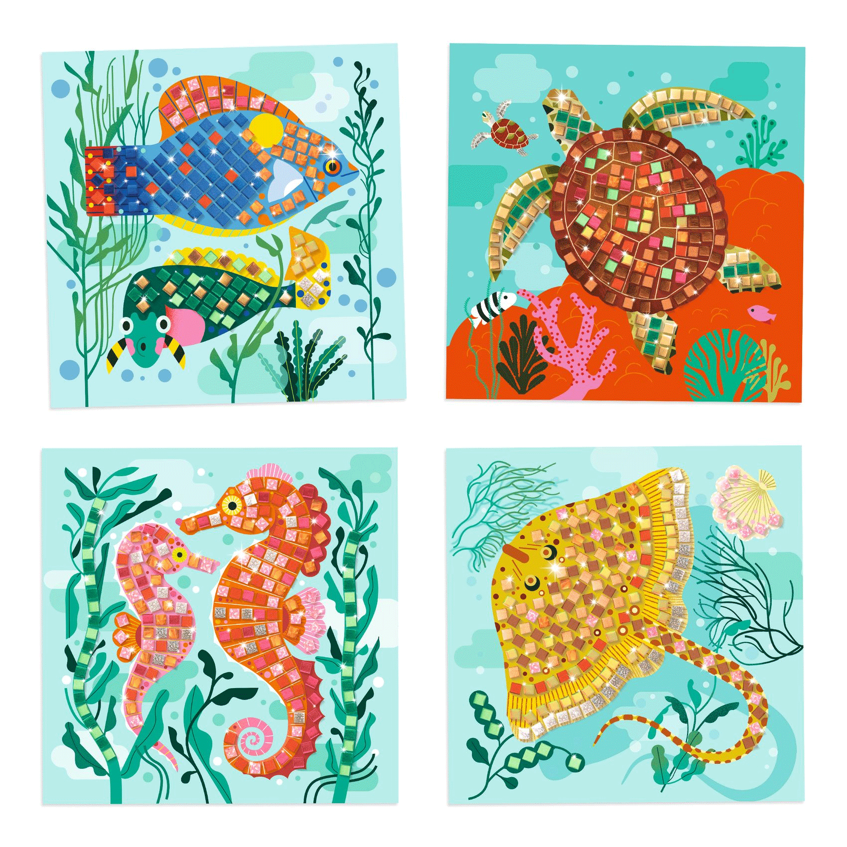 Caribbean Mosaics Art Kit by Djeco - Creative DIY Craft for Kids & Adults - Perfect for Home Decor, Gift Giving & Art Therapy Projects