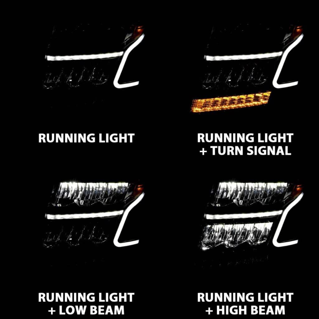 ANZO LED Light Bar Style Black Headlights for 2015-2020 Chevy Suburban | 111478 | Upgrade Your Truck's Lighting for Off-Road & Night Driving
