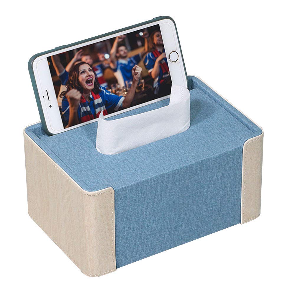 CAIMEI PU Leather Rectangular Tissue Box Cover - Multifunctional Napkin Holder for Facial Tissues, Home & Office Decor, Living Room, Bedroom, Bathroom Organizer