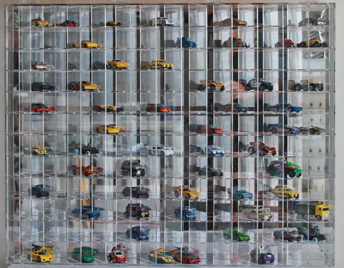 Clear Acrylic Display Case for 1:64 Scale Diecast Cars - 144 Compartment Wall-Mounted Organizer with UV Protection (22.5x30.4x3 Inches) - Perfect for Hot Wheels, Model Car Collections & Toy Storage