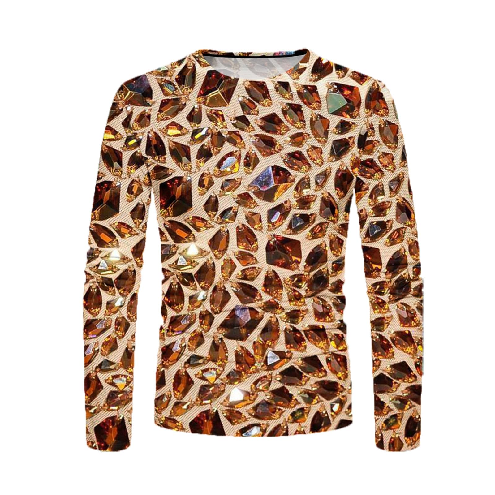 3D Geometry Printed Men's Long Sleeve Graphic Tee - Fashion Streetwear T-Shirt for Fall | Casual Wear, Layering & Everyday Outfits