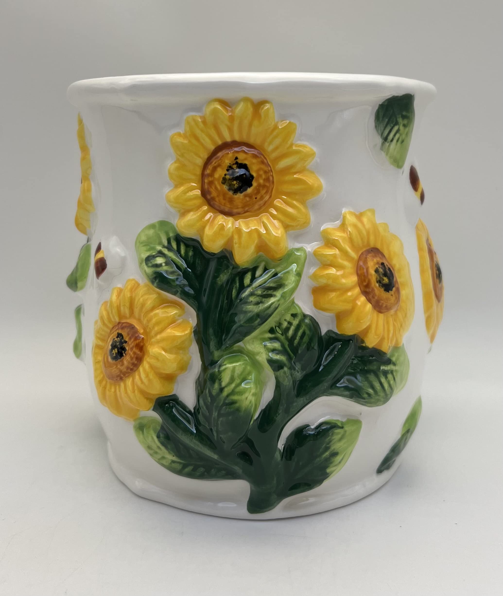3D Sunflower Utensil Holder - Modern Kitchen Storage & Decor for Countertops