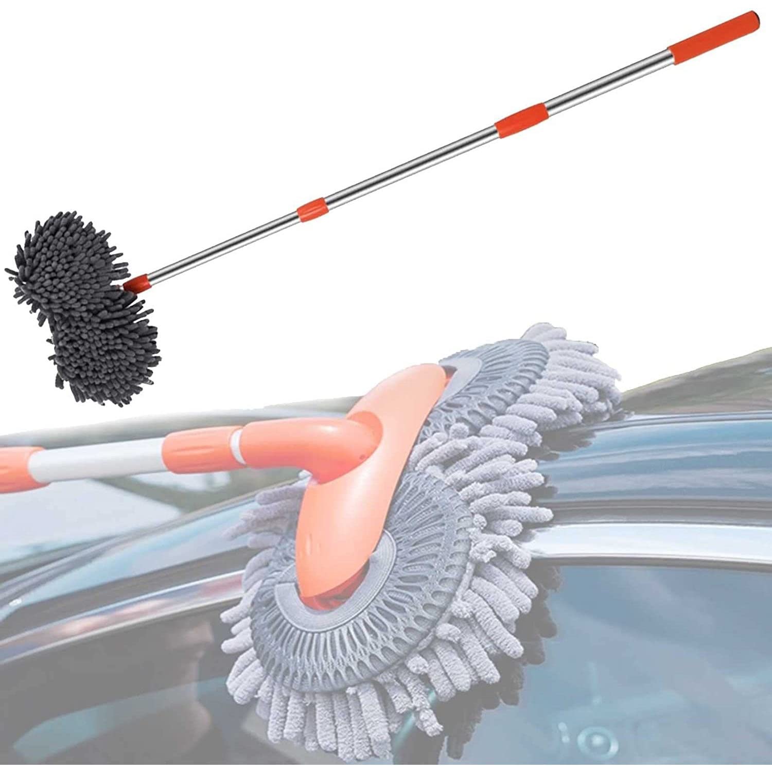 360 Spin Telescopic Car Wash Brush with Long Handle - Double Layer Scratch-Free Cleaning Tool for Cars, Trucks & RVs - Perfect for Washing, Detailing and Reaching High Areas