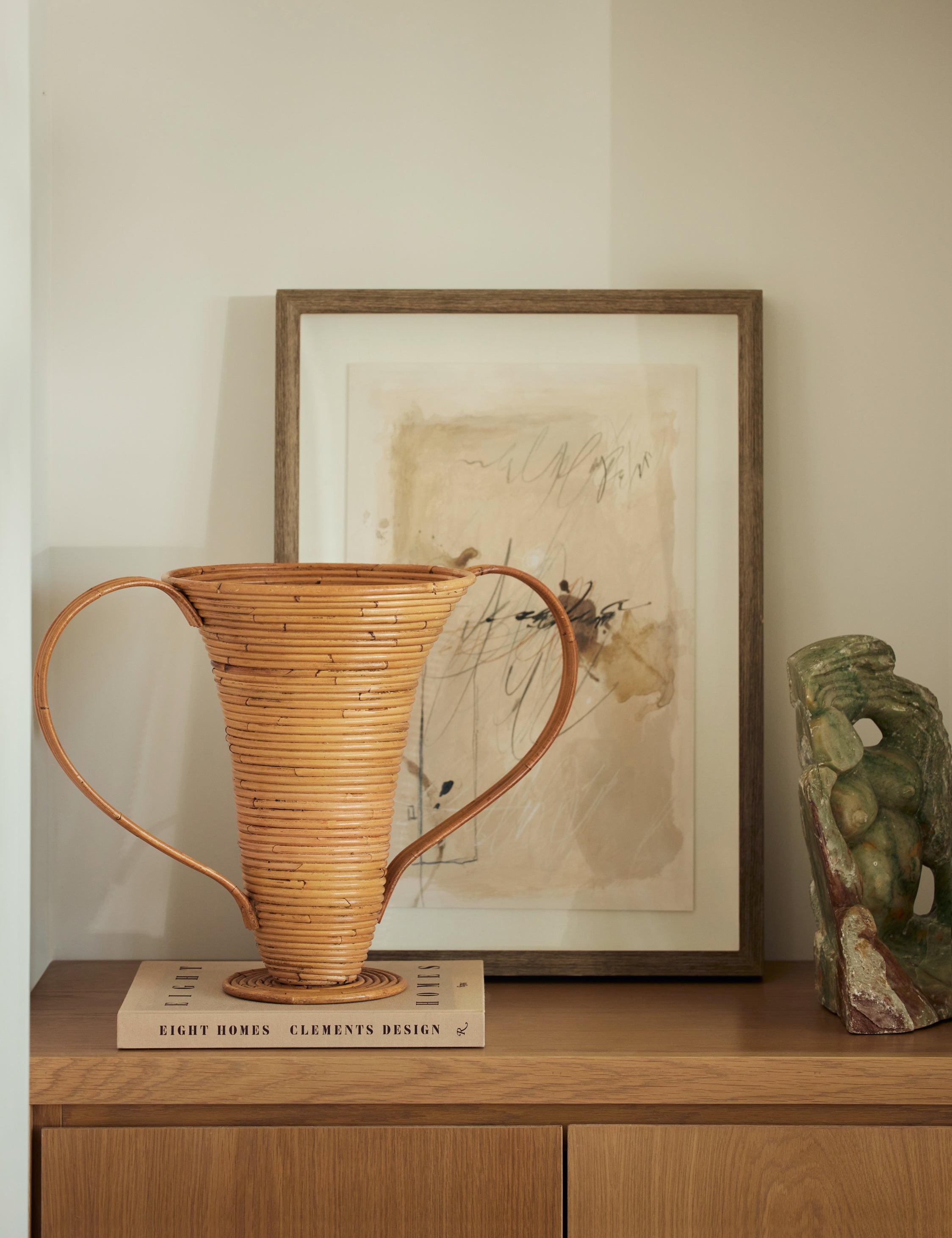 Ferm Living Amphora Decorative Rattan Vase - Handwoven Boho Home Decor for Living Room, Bedroom & Office