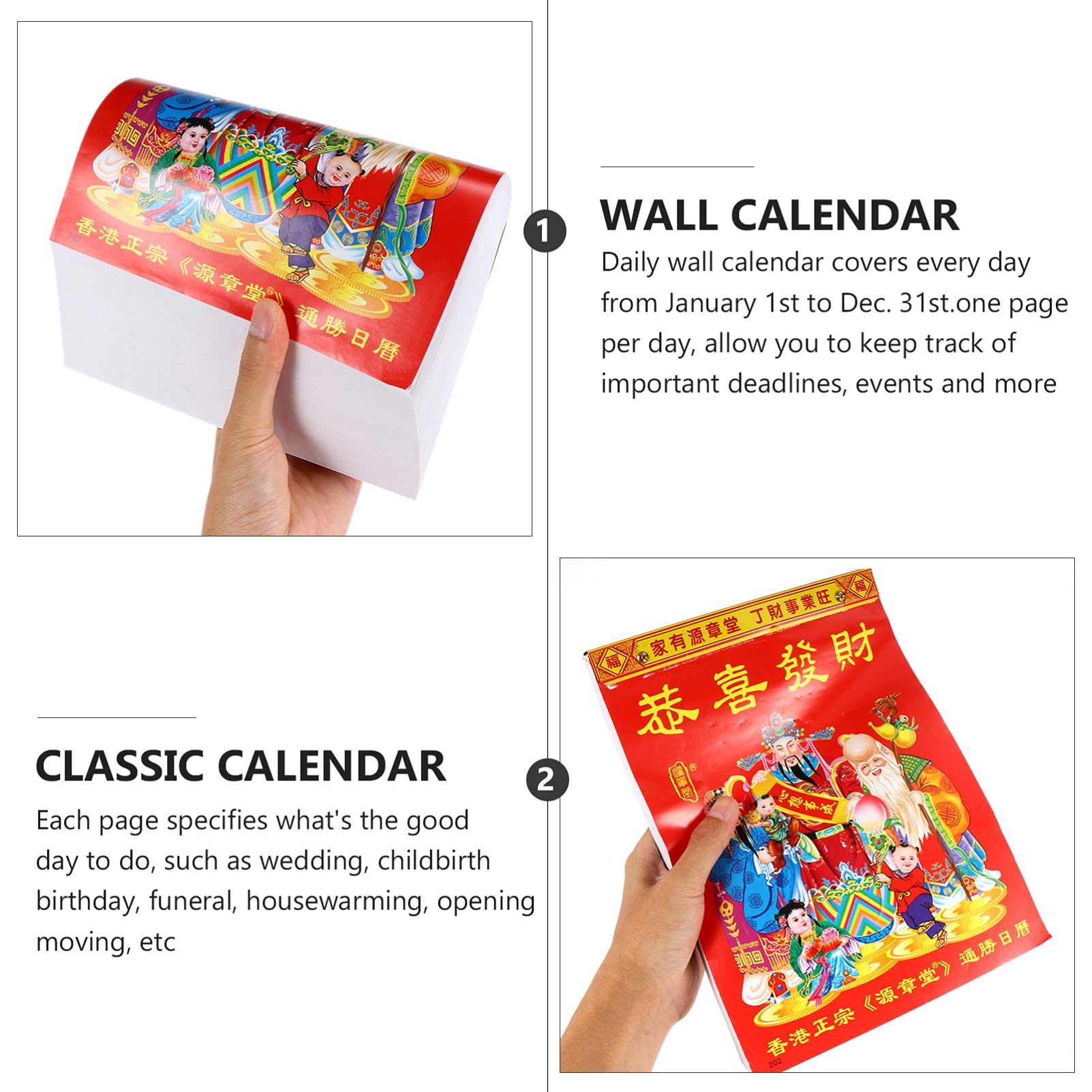 2022 Chinese New Year Wall Calendar - Year of The Tiger Calendar with Daily & Monthly Planner | Feng Shui Office Decor, Home Decoration & Gift for Lunar New Year | Perfect for Office, Living Room, Bedroom & Study Room